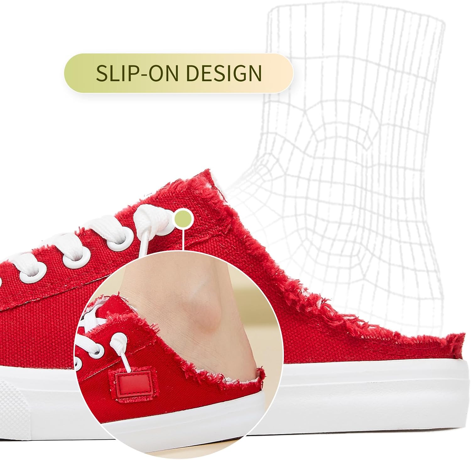 BENPAO Women's Slip on Sneakers Canvas Slip ons Shoes Fashion Comfortable Mules Womens Non Slip Loafers Casual Backless Shoes - Image 4