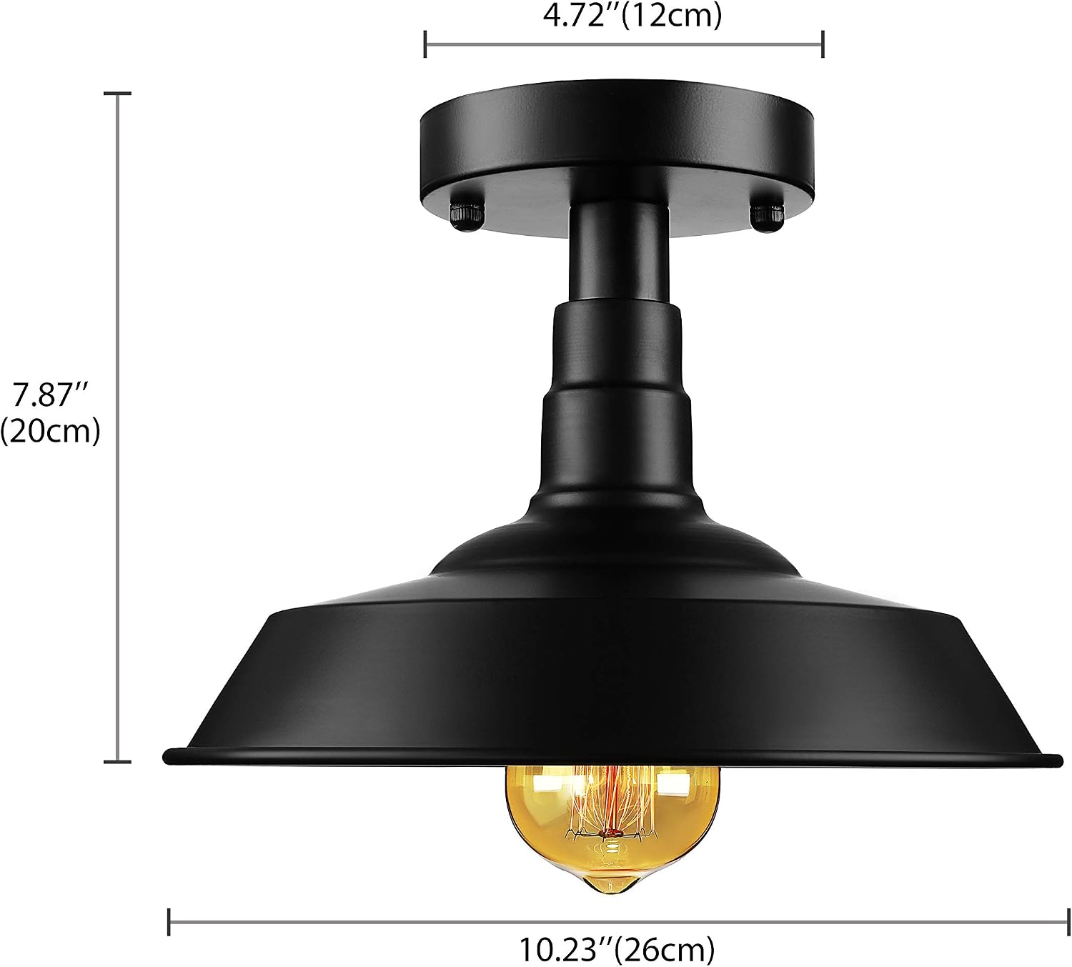 KWOKING Lighting Industrial Metal Drop Ceiling Lighting Simple Vintage Flush Mount Ceiling Light Perfect Size for a Small Space Upstairs Landing, Bedroom, Living Room