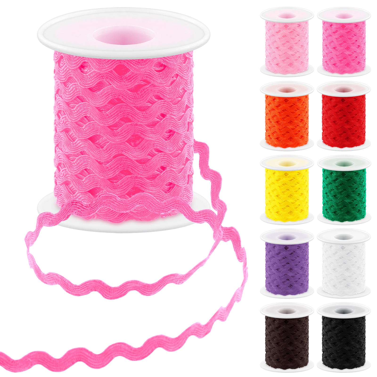 Glarks 1Pcs 27Yard/25M Rose Red Rick Rack Trim Ribbon Wave Sewing Bending Fringe Trim for DIY Sewing Crafts Wedding Bridal Dress Embellishment Party Decoration Gift Wrapping Supplies