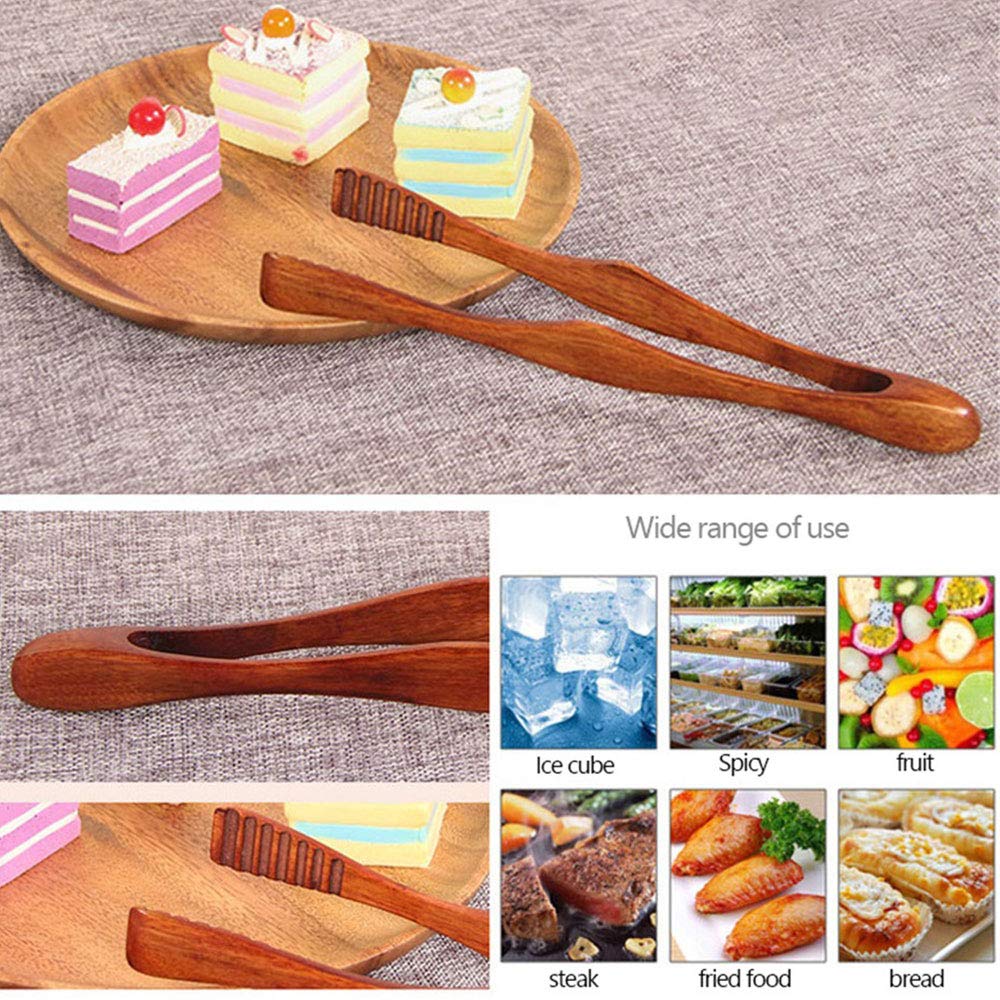 tooloflife 10 pz pinze da cucina, pinze in legno per tostapane, pinze da portata per cucina, campeggio, griglia, buffet, ristorante, ecc