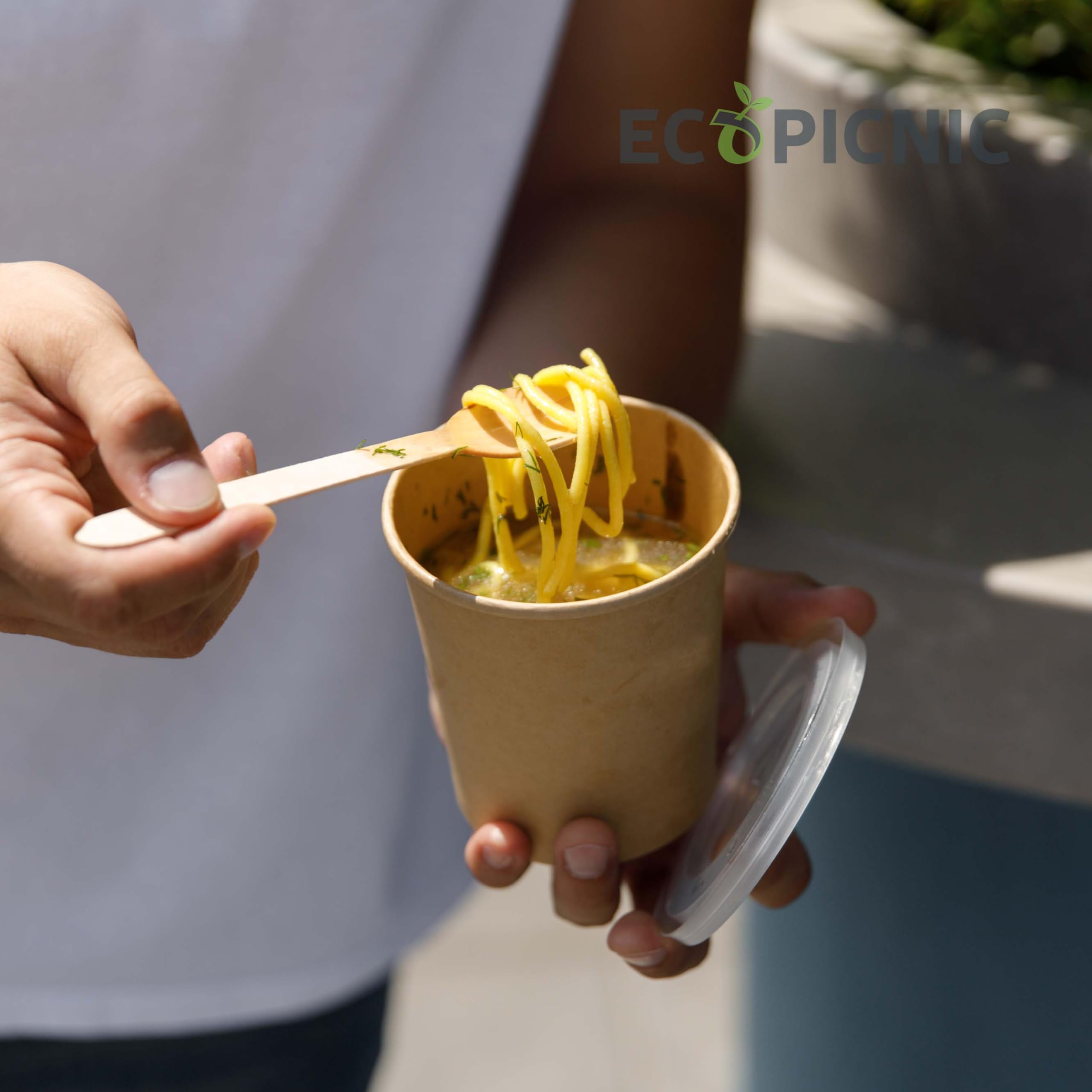 Ciotole in Carta Kraft 750 ml con Coperchio - Confezione da 50 Pezzi - Contenitori Monouso Biodegradabili per Zuppe e Alimenti da Asporto