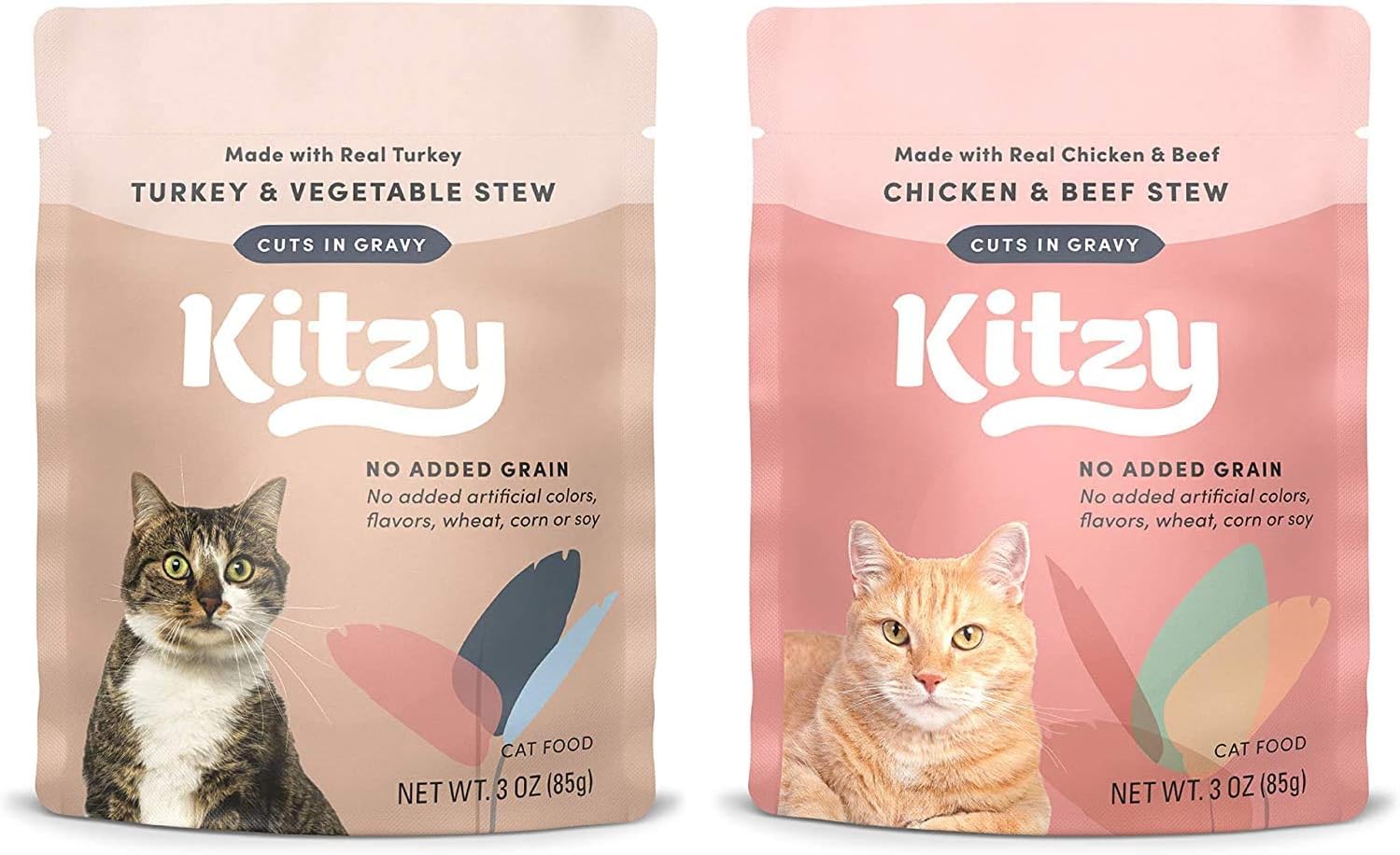 Amazon Brand Kitzy Wet Cat Food, Variety Pack (Turkey & Vegetable/Chicken & Beef