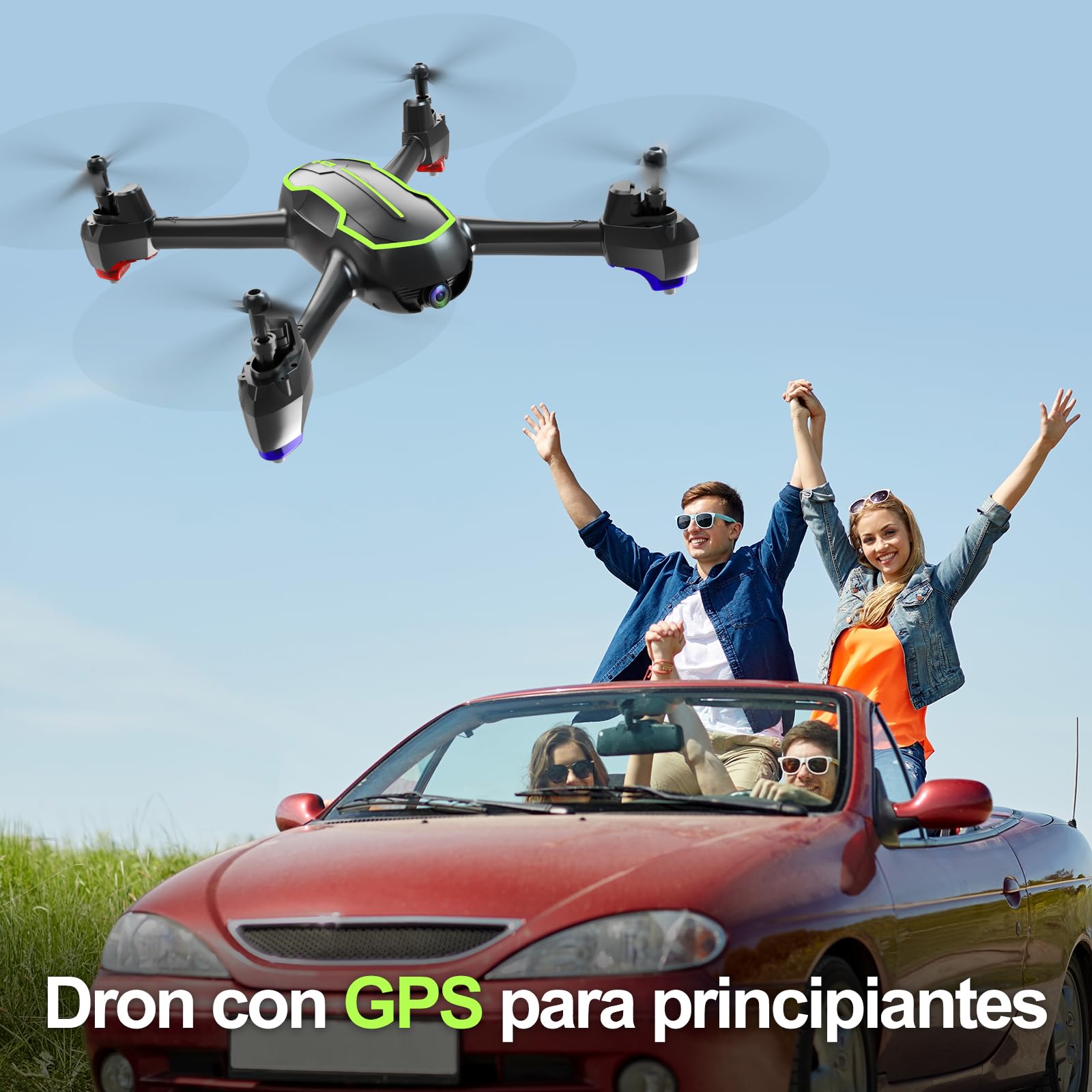 Loolinn | Drone con Control de gestos GPS, Cámara HD 1080p para Principiantes, Cuadricóptero RC con Retorno Automático/Fotos y Vídeo HD 1080p, Dos Baterias - Regalo para Principiantes