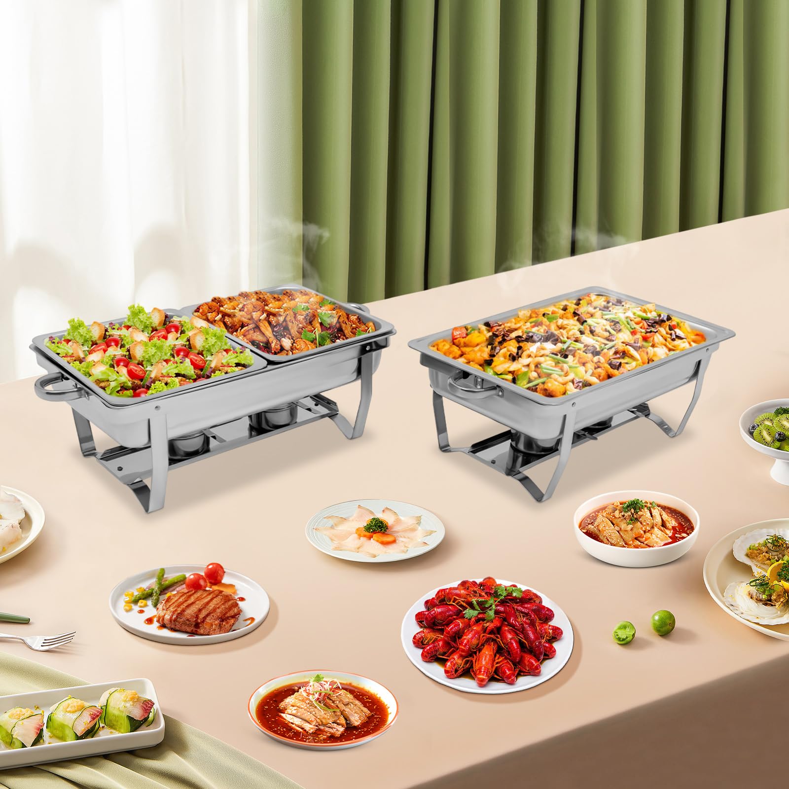 Set da 2 pezzi Chafing Dish Buffet Servers Catering Set caldo con pinza da servizio, scalda cibo per catering, buffet, feste di nozze, feste