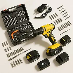 Parafusadeira Furadeira Kit Completo Com 2 Baterias 21V Recarregaveis Maleta Soquetes Pontas Brocas