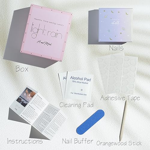 Miniatura 7 de LIGHT RAIN - Uñas a presión medianas con diseño de galaxia Andromeda, de lujo, reutilizables, de siete capas, con acabado UV, uñas postizas hechas a