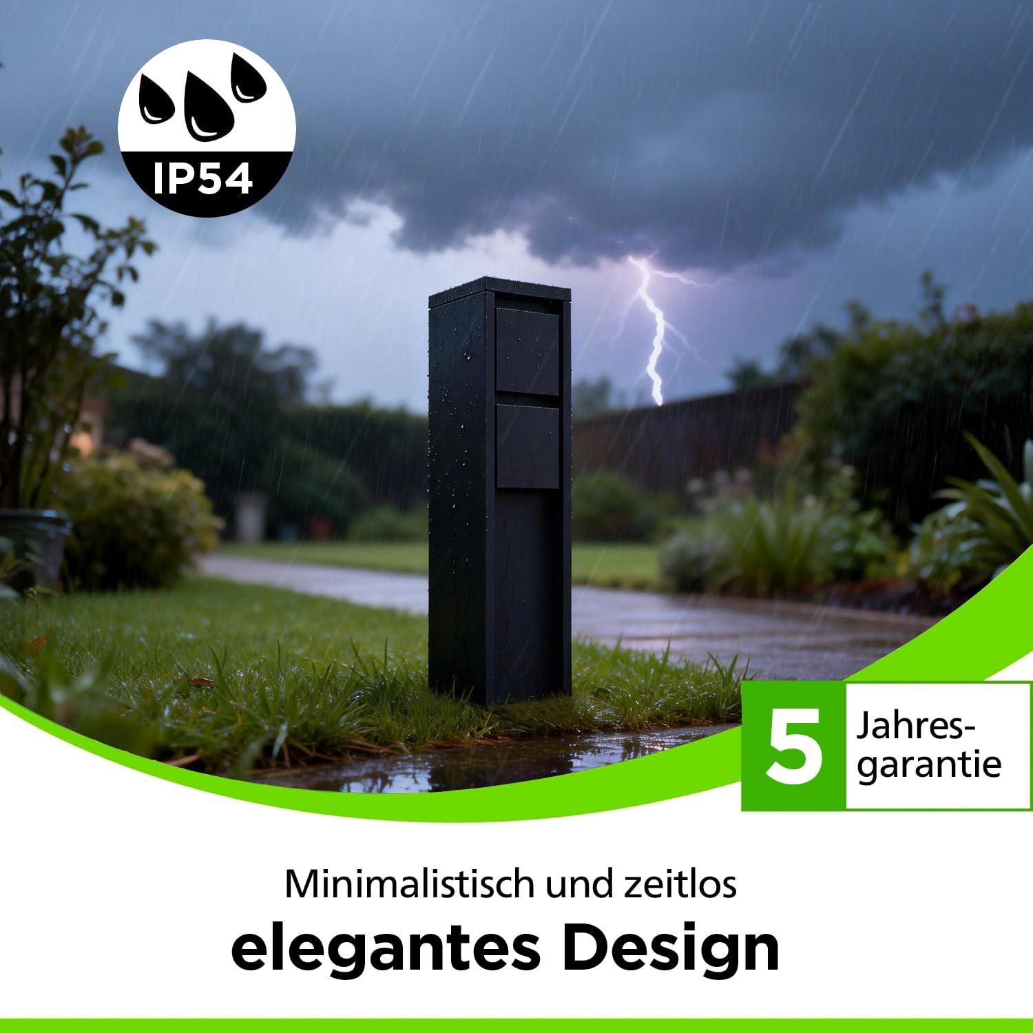 LUTEC Außensteckdose Mains 2-Fach Stromverteiler in Schwarz, IP54 wetterfest, 3500 Watt, eckig,‎8x8x31 cm, Steckdosensäule, Mehfachsteckdose, Steckdosenverteiler, Garten Steckdose Aussen
