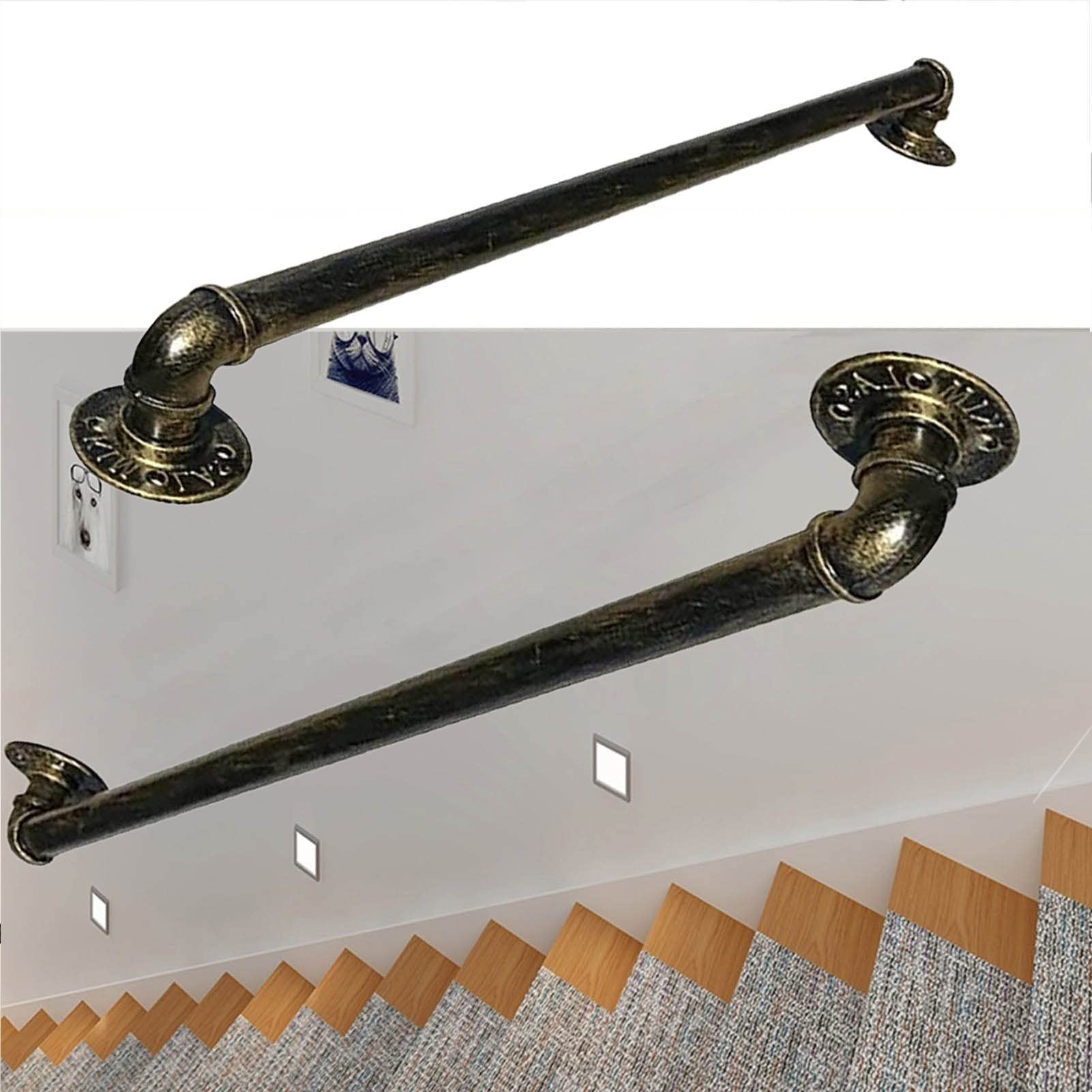 Garde-corps de sécurité escalier antidérapant contre les chutes, rail bronze de 180 cm