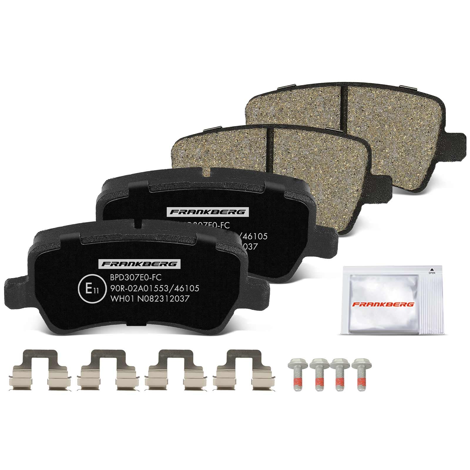 Frankberg Juego de frenos con 2 discos de freno y 4 pastillas de freno traseras, compatible con Galaxy WA6 S-Max WA6 V60 I 155 V70 III 135 Replace# MEE1GJ2A315BB