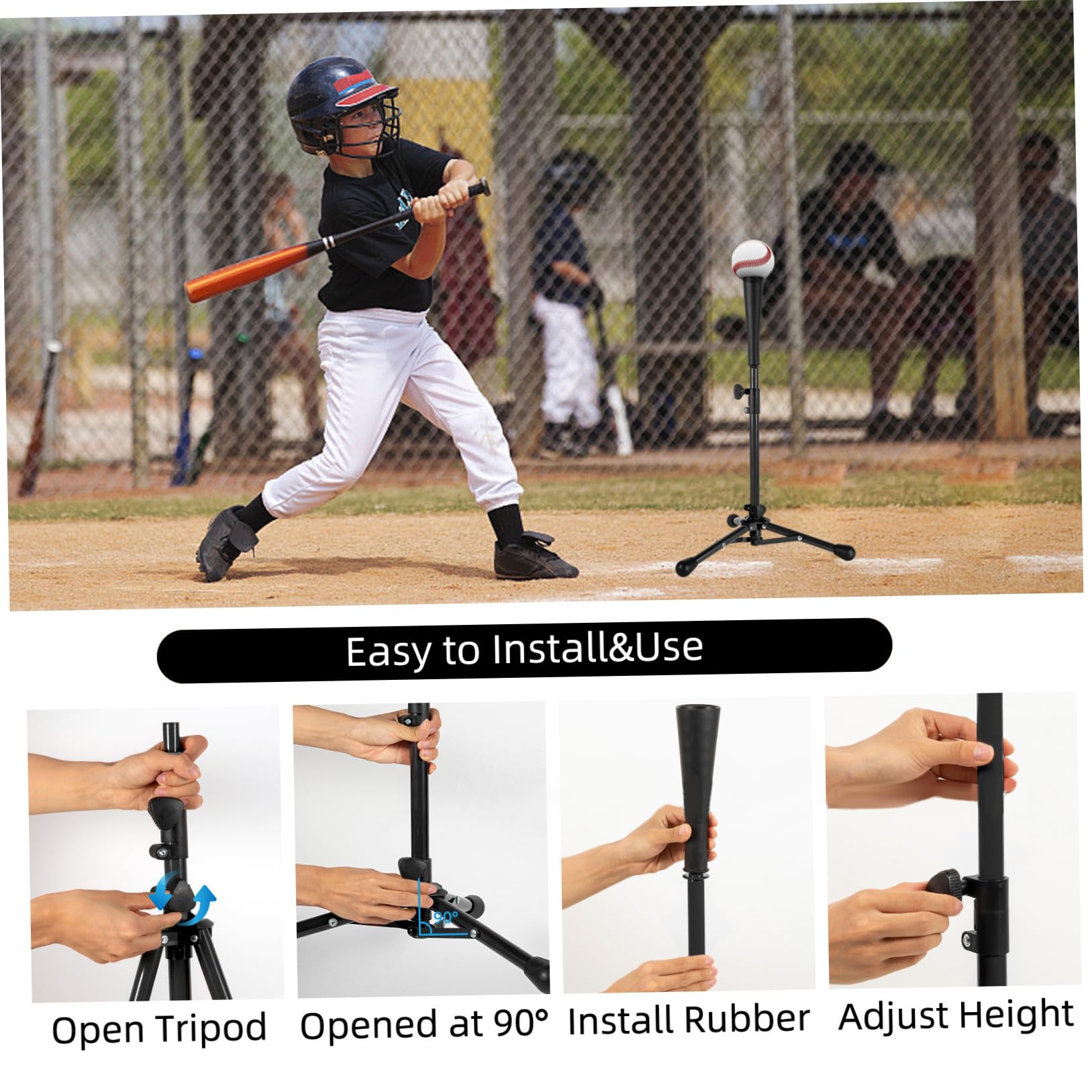 Tee de Baseball pour Enfants, trépied Stable et Portable réglable de 21 à 30 Pouces pour entraînement à la Frappe, avec Un Sac Transport Tees Baseball pour Frapper Tee pour enfa