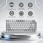 AJAZZ AK820 Wired 75% Mechanical Keyboard, Red Switches, Hot-Swappable | 81key PBT Keycaps, White Backlit 20 modes, Metal Volume Knob, USB-C, Gasket Mount, 5-layer Foam, Dual Drivers Options, PC/Mac