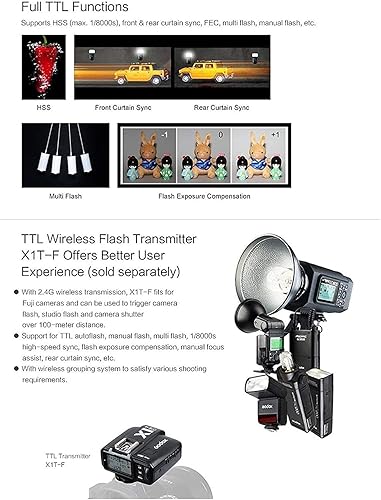 Miniatura 4 de Godox TT350F 2.4G HSS 18000s TTL GN36 Flash de cámara Speedlite para cámaras Fuji X-Pro2 X-T20 X-T2 X-T1 X-Pro1 X-T10 X-E1 X-A3 X100F X100T con