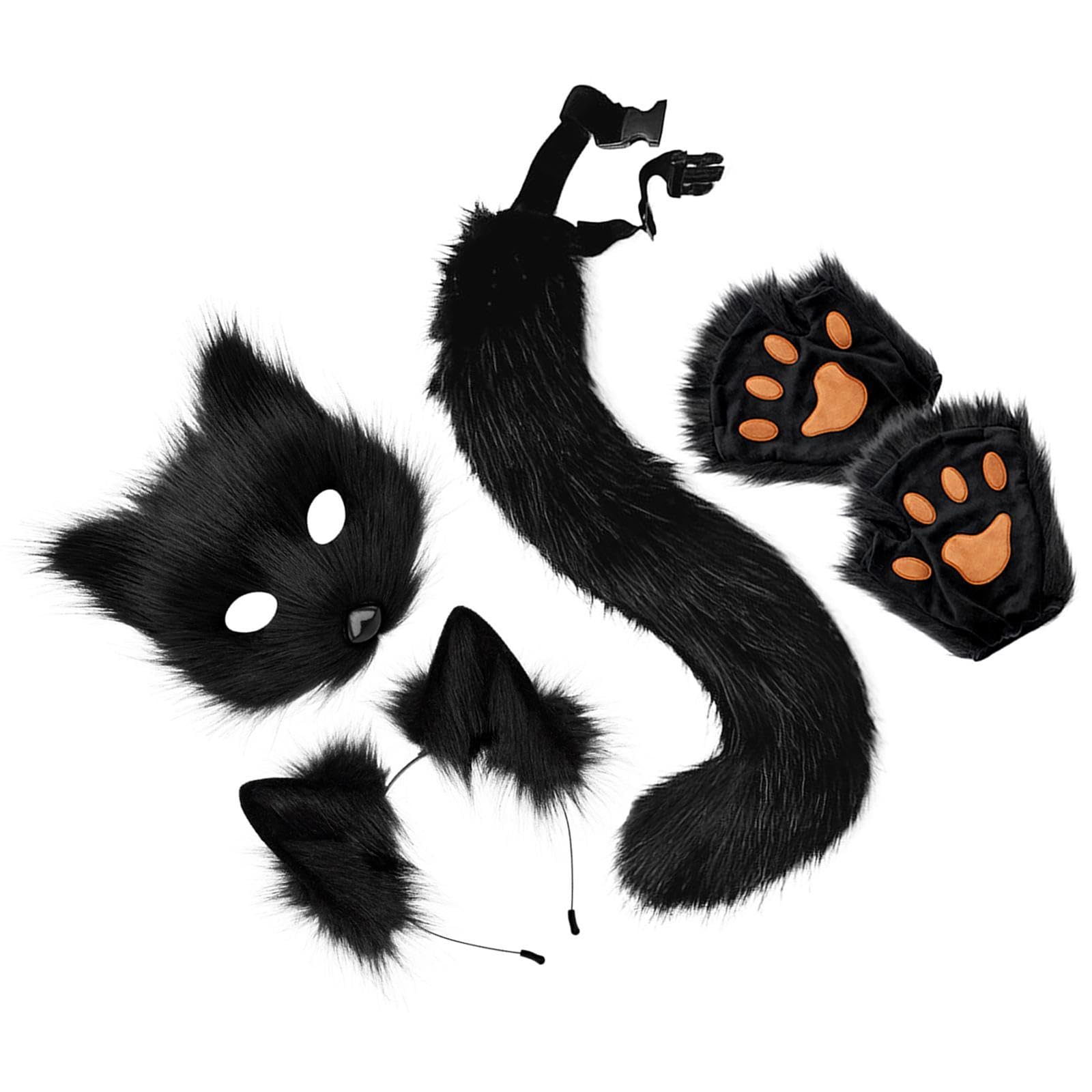 Maschera E Coda Da Therian, Bellissima Maschera Da Gatto Pelosa per Halloween, Feste, Vacanze, Compleanni