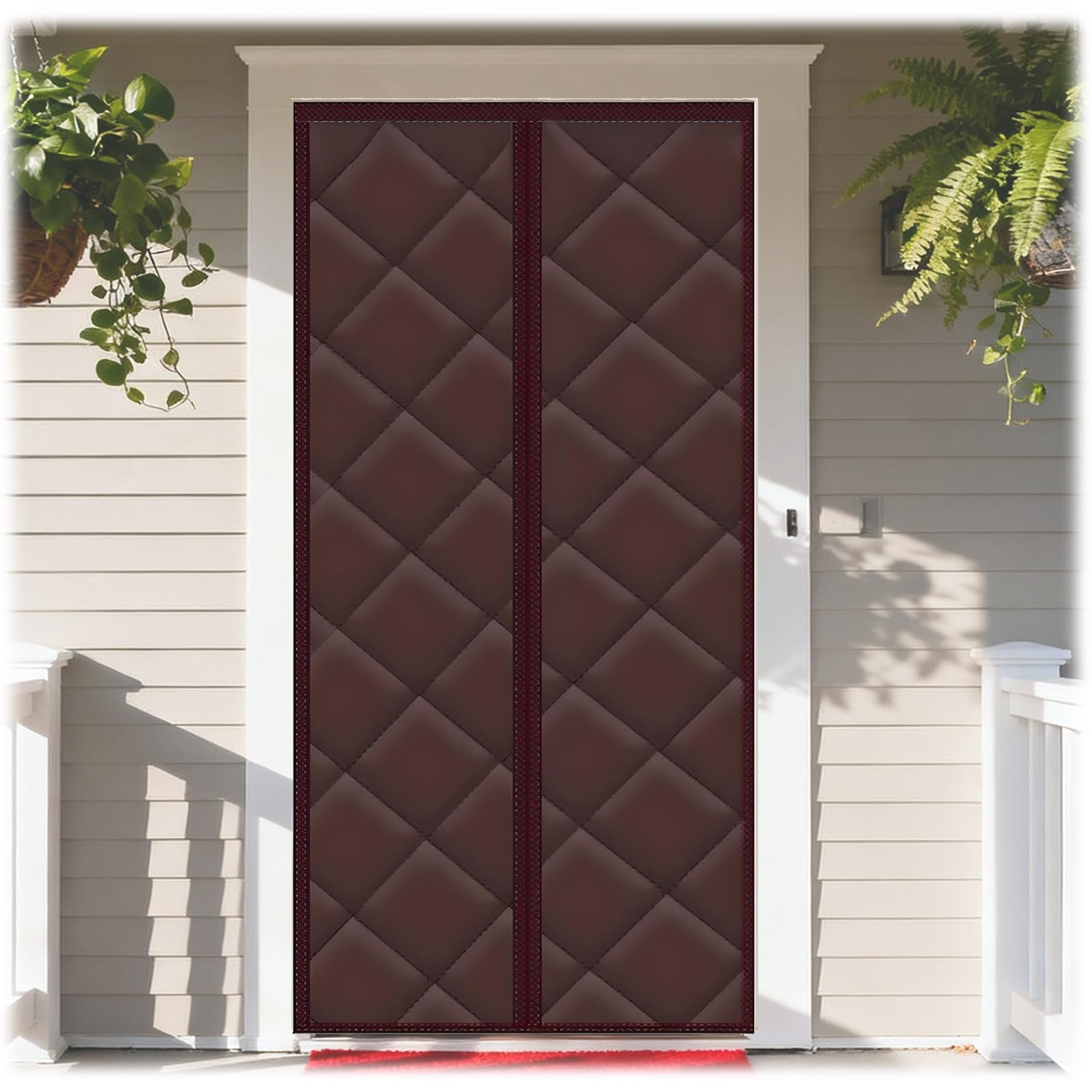 Rideau thermique isolant anti froid magnétique brun 70x200 cm pour porte