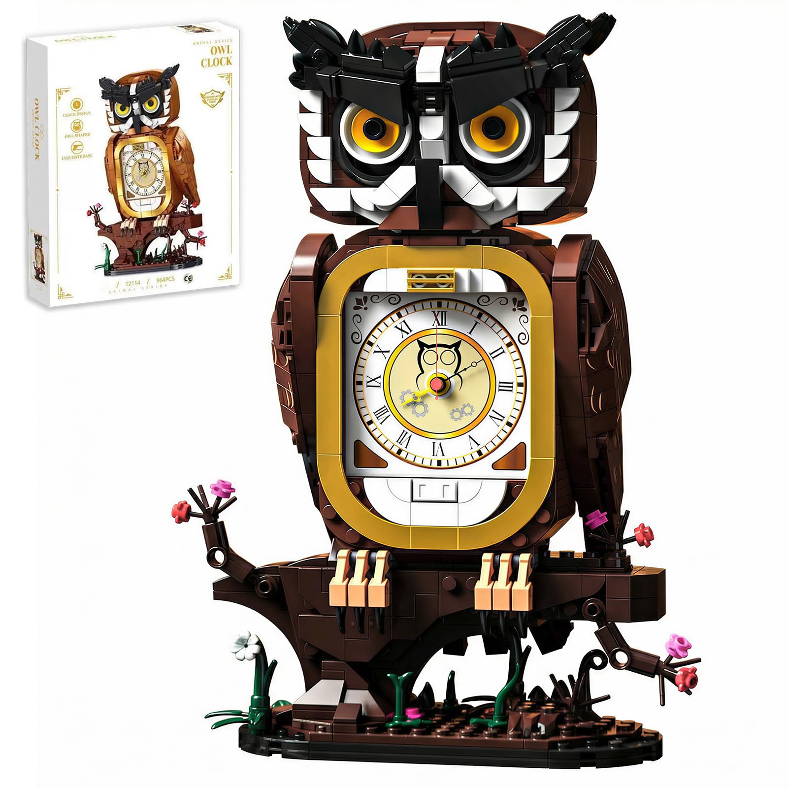 Amazon.com: HJPLPXH Owl Clock Building Block Set, Working Clock