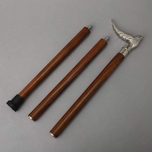 Miniatura 2 de Bastón de madera vintage con mango de latón plateado, bastón de caminar de primera calidad para hombres y mujeres