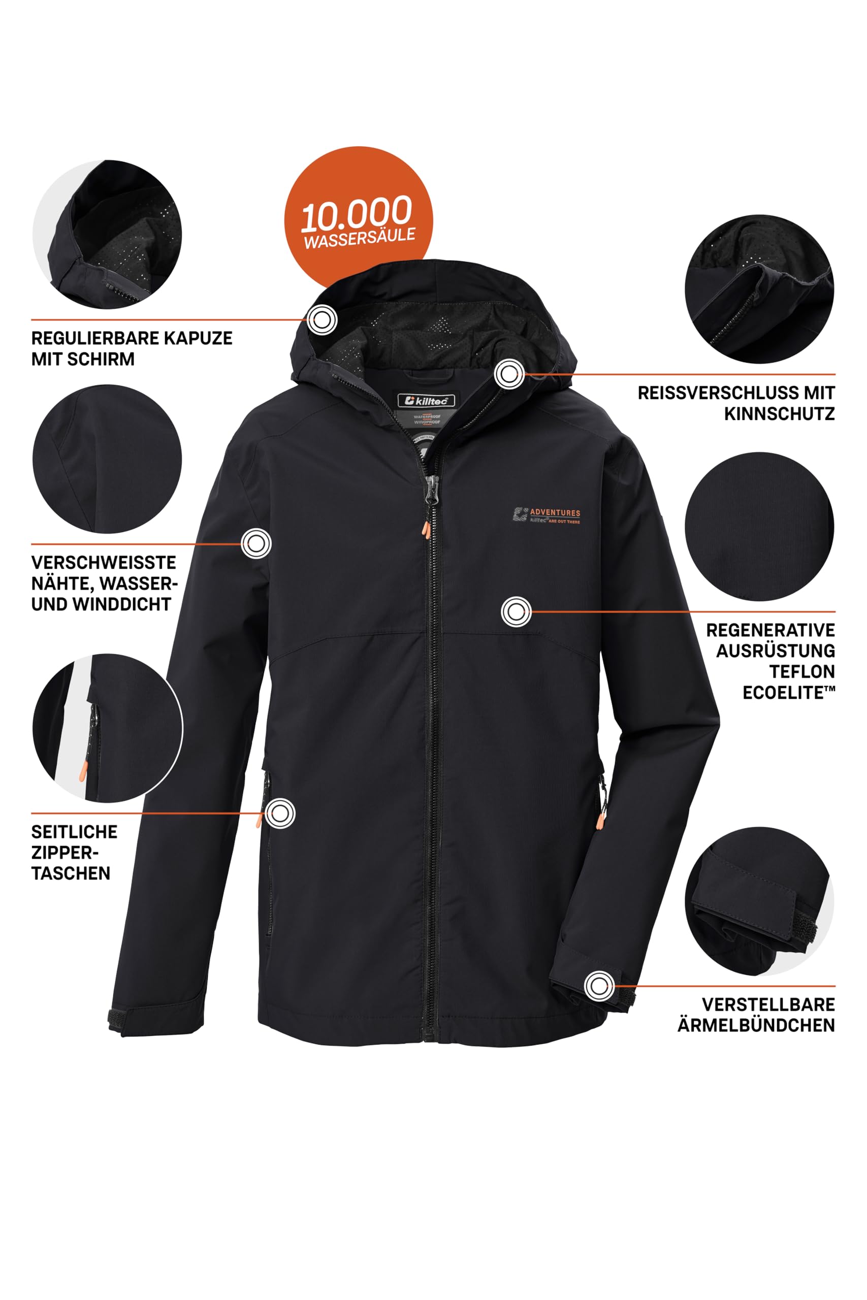 Killtec Jungen Kos 146 Bys Jckt Funktionsjacke/Outdoorjacke wasserdicht mit Kapuze