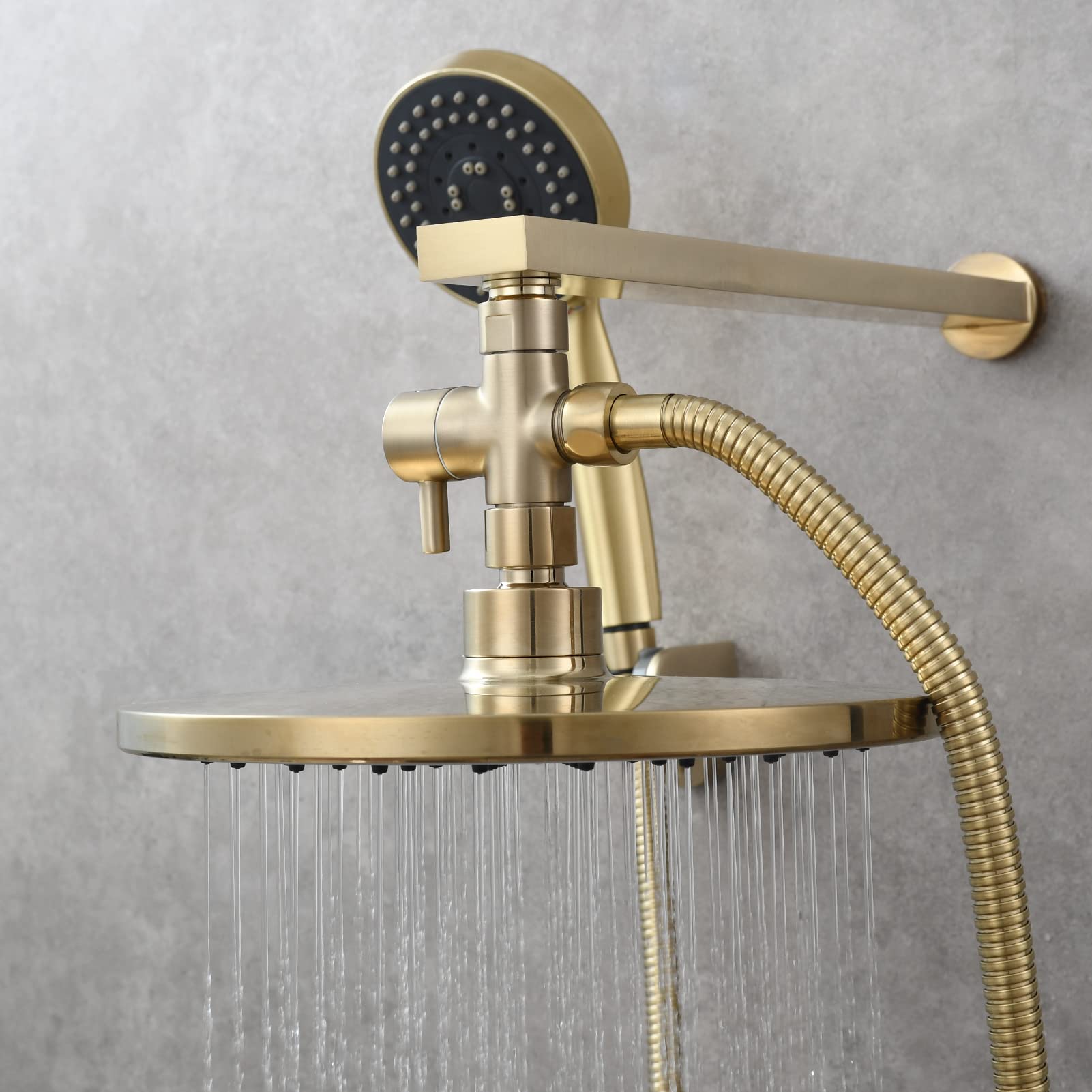 Tecmolog Deviatore Doccia in Ottone Valvola a Tre Vie 1/2" Adattatore per Soffione Doccia Oro Spazzolato, DSF007J2