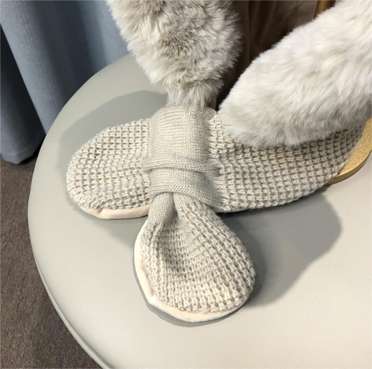 Bonnet Hiver Bonnet Tricoté Hiver Chaud Femmes Chapeau Épais Mignon avec Cache-Oreilles Écharpe Bonnets Chaud(Beige)