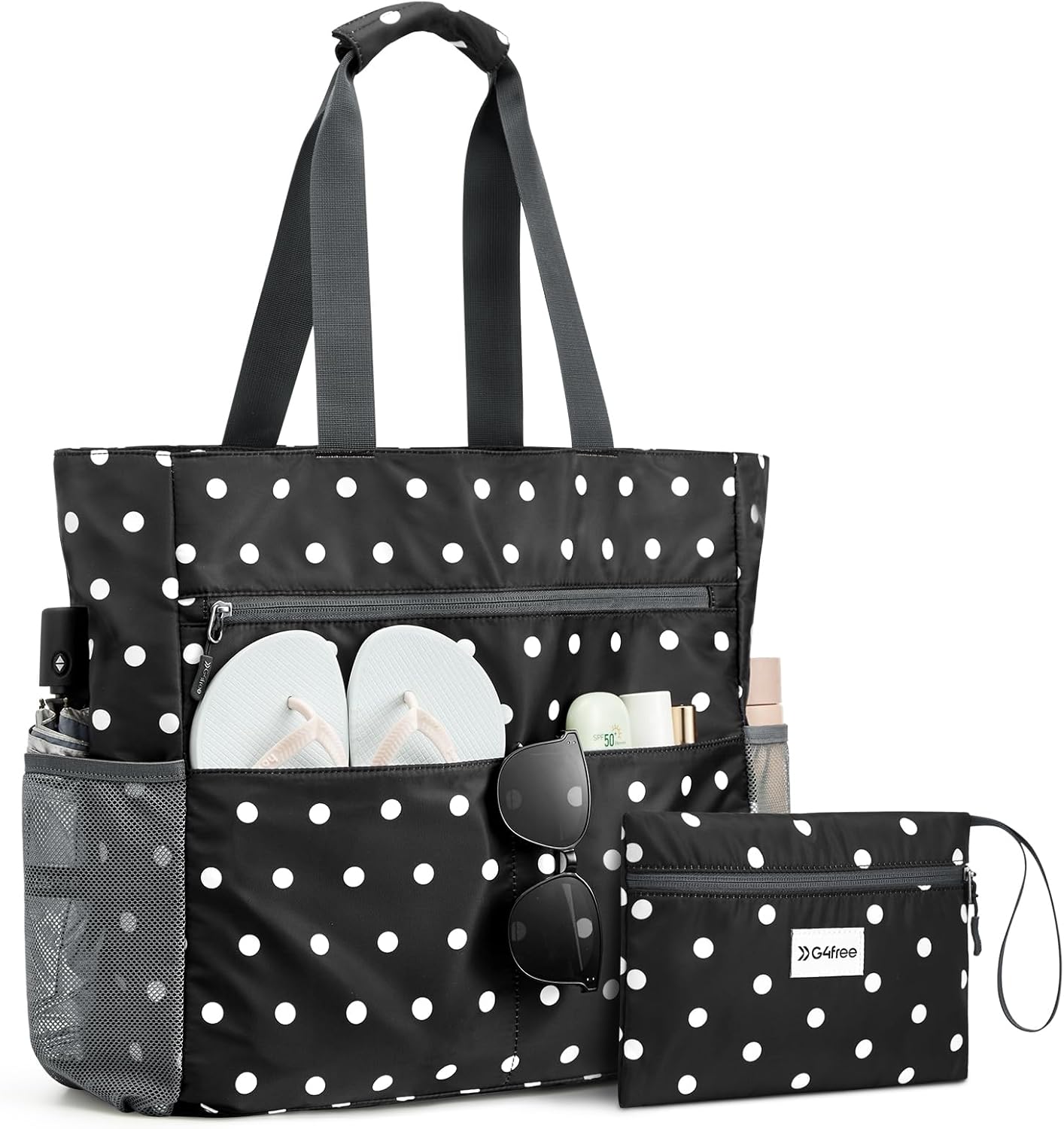 G4Free Beach Bag, Waterproof Sandproof Beach Tote Bag, Large Capacity Foldable for Women