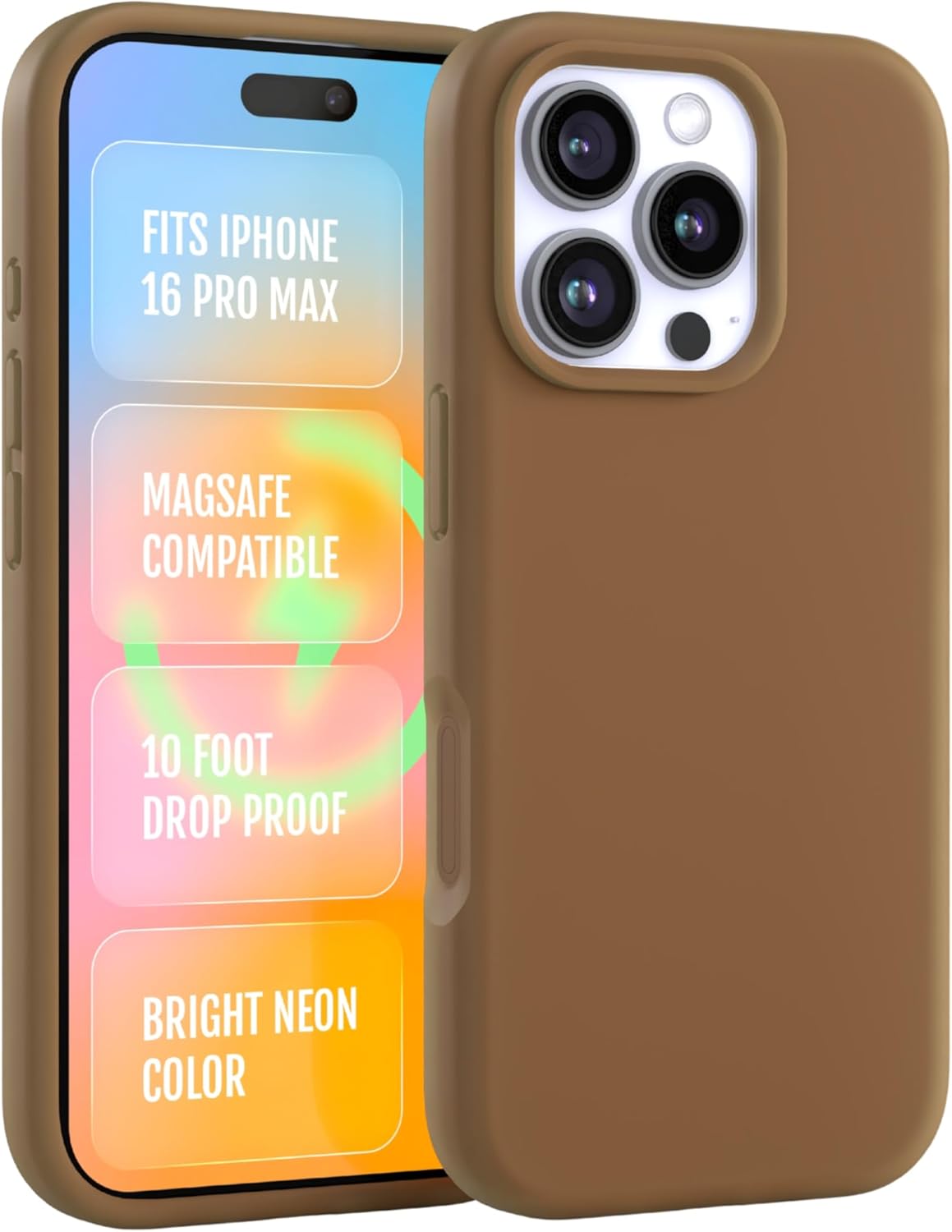 FELONY CASE for Apple iPhone 16 Pro Max - MagSafe Phone Case, Liquid Silicone, Neutral Color with Anti-Scratch Microfiber Lining, Non-Slip Grip & 360° Shockproof Protection (Saddle Brown) - Image 8