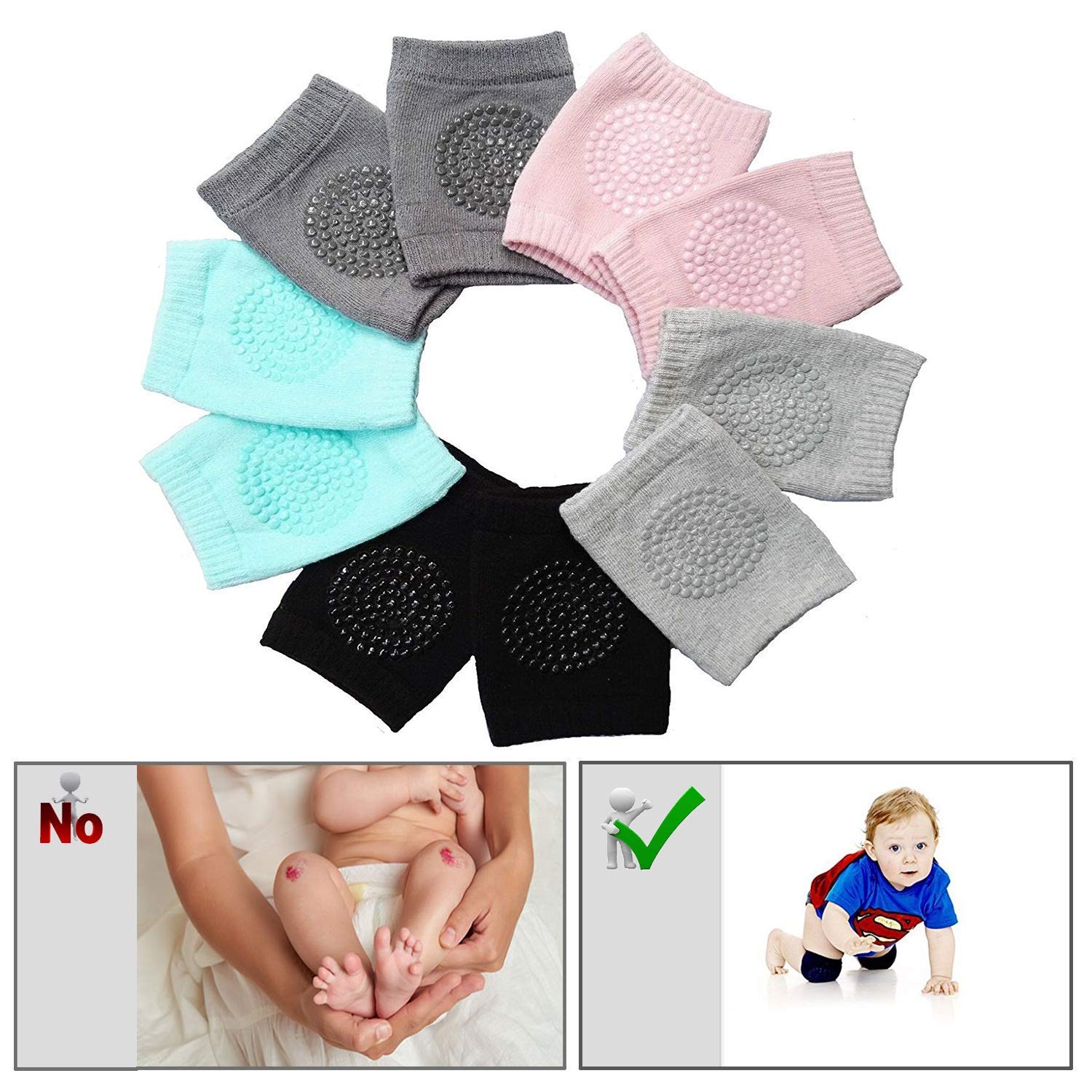 PRAMANIK ENTERPRISE Baby Knee Pads,Baby Anti-Slip Knee Pads for Boys and Girls Baby Crawling Knee Pads Toddler Leg Warmer Safety Protective Cover Toddlers Socks Short Elbow Cushion Pads(1 PAIR) 3