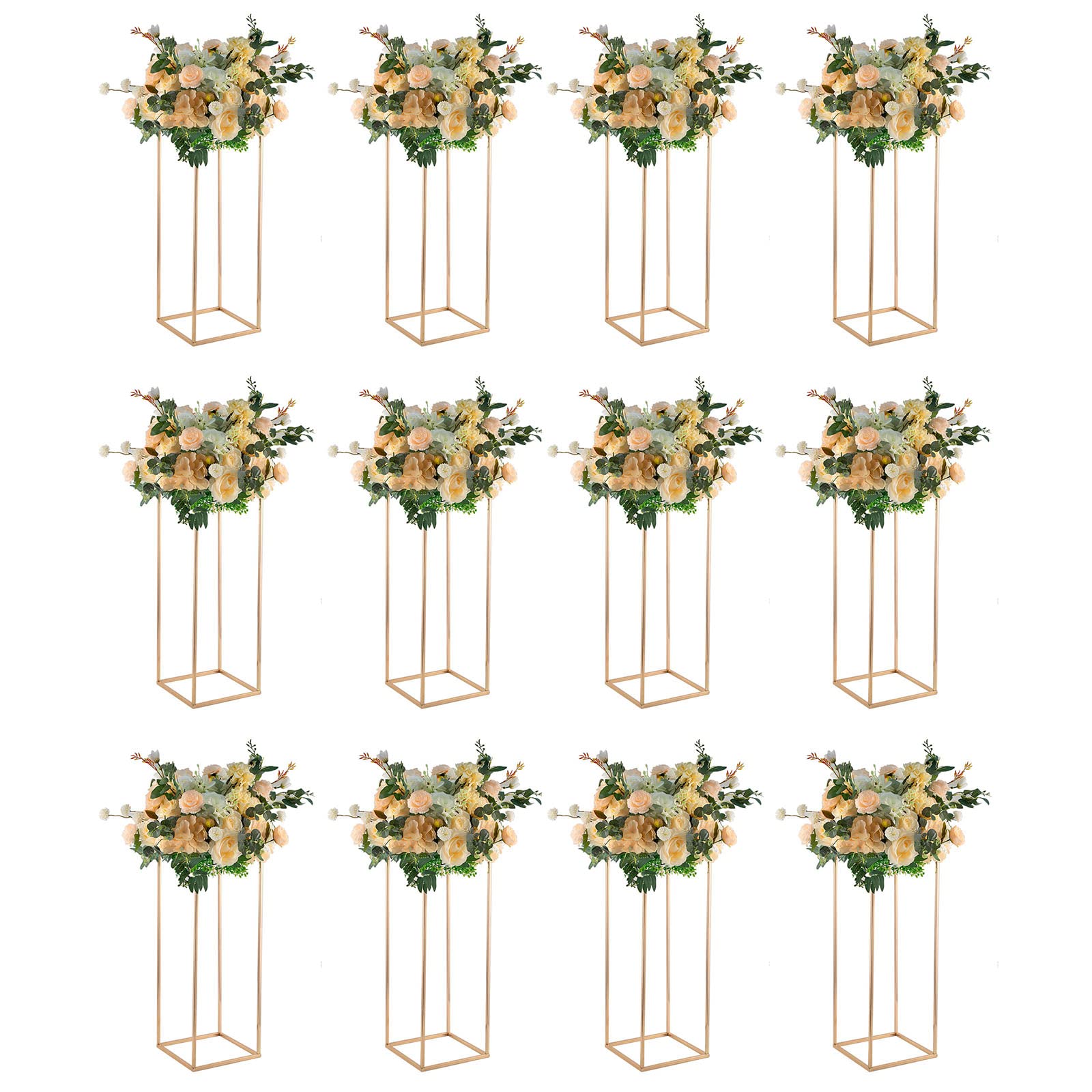 Fullvaseer Gold Wedding Flower Stand,Geometric Vase Flower Stand Wedding Centerpieces for Tables,Metal Flower Stand for Wedding Home Party Decoration(12pcs 23.6inch)