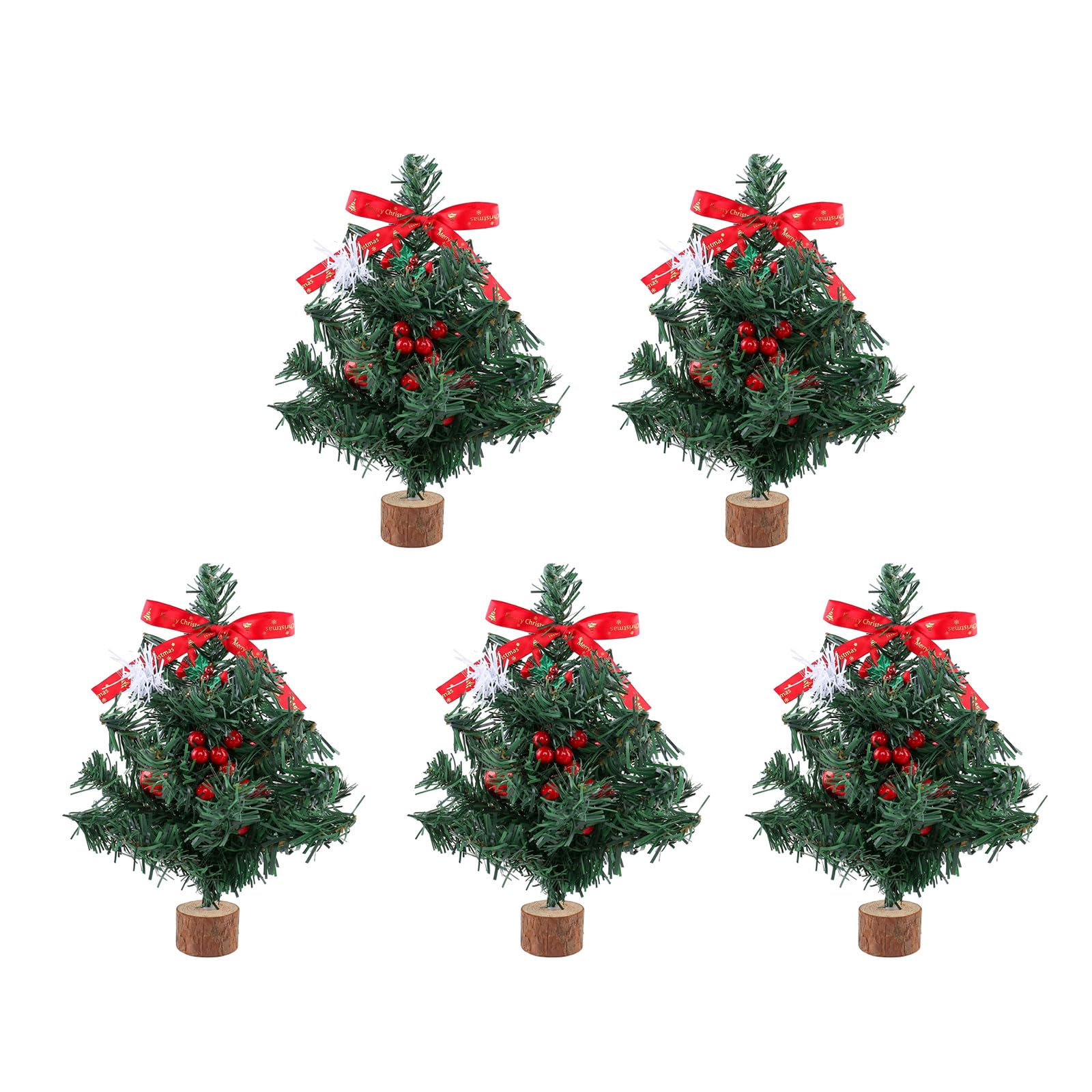 fexxkg Realistic Miniature Christmas Tree With Red Berries Creative Festival Table Centerpieces For Desktop Holiday Decoration