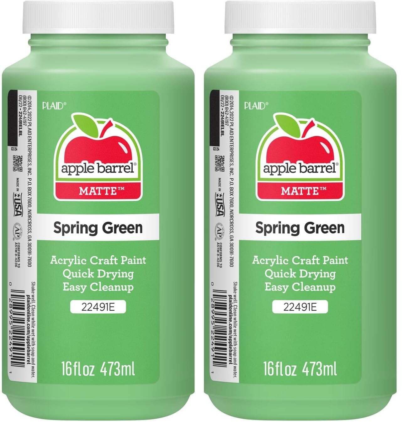 Apple Barrel 22491E ACRYLIC PAINT, 16 oz, Spring Green (Pack of 2)