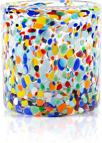 Miniatura 7 de Crotana Glassware - Juego de 6 vasos de 10 onzas de estilo mexicano Lowball, juego de 6 piezas, cristalería estilo mexicano, confeti rock,