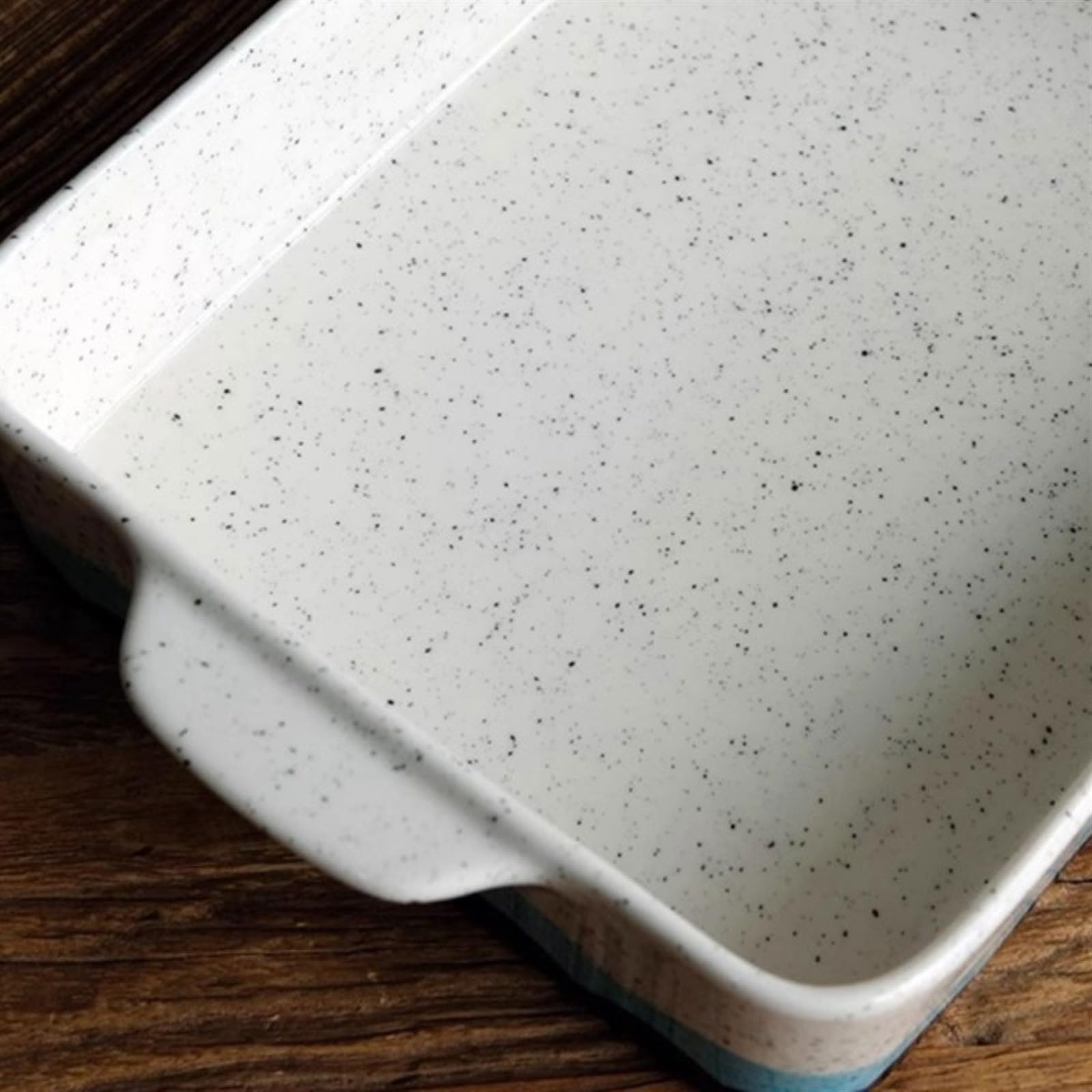 Auflaufform Keramik-Porzellanteller mit blauem Wellenmuster in Unterglasurfarbe, doppelohriger großer Auflaufform, Dampfteller, multifunktionaler Essteller for den Haushalt Backform