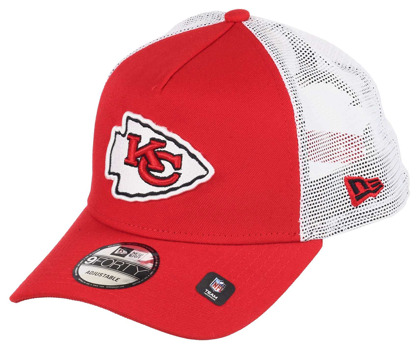 New Era Kansas City Chiefs NFL White Mesh Trucker 9Forty A-Frame Trucker Cap - One-Size