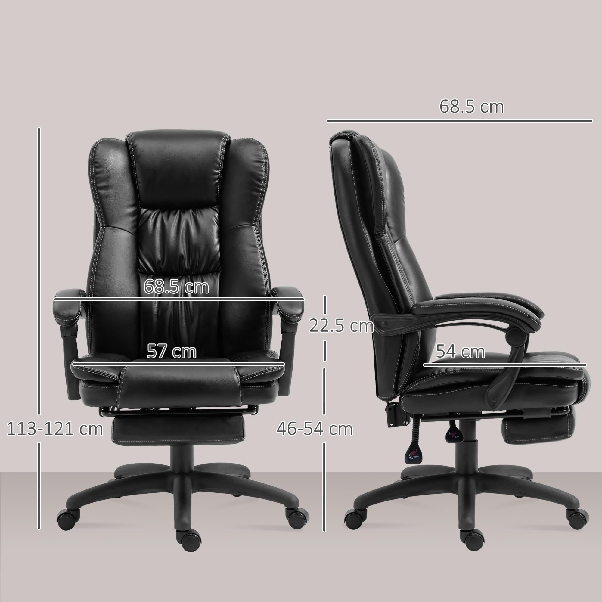 Vinsetto Fauteuil de Bureau Massant par Vibrations Assise Large 57 cm Noir