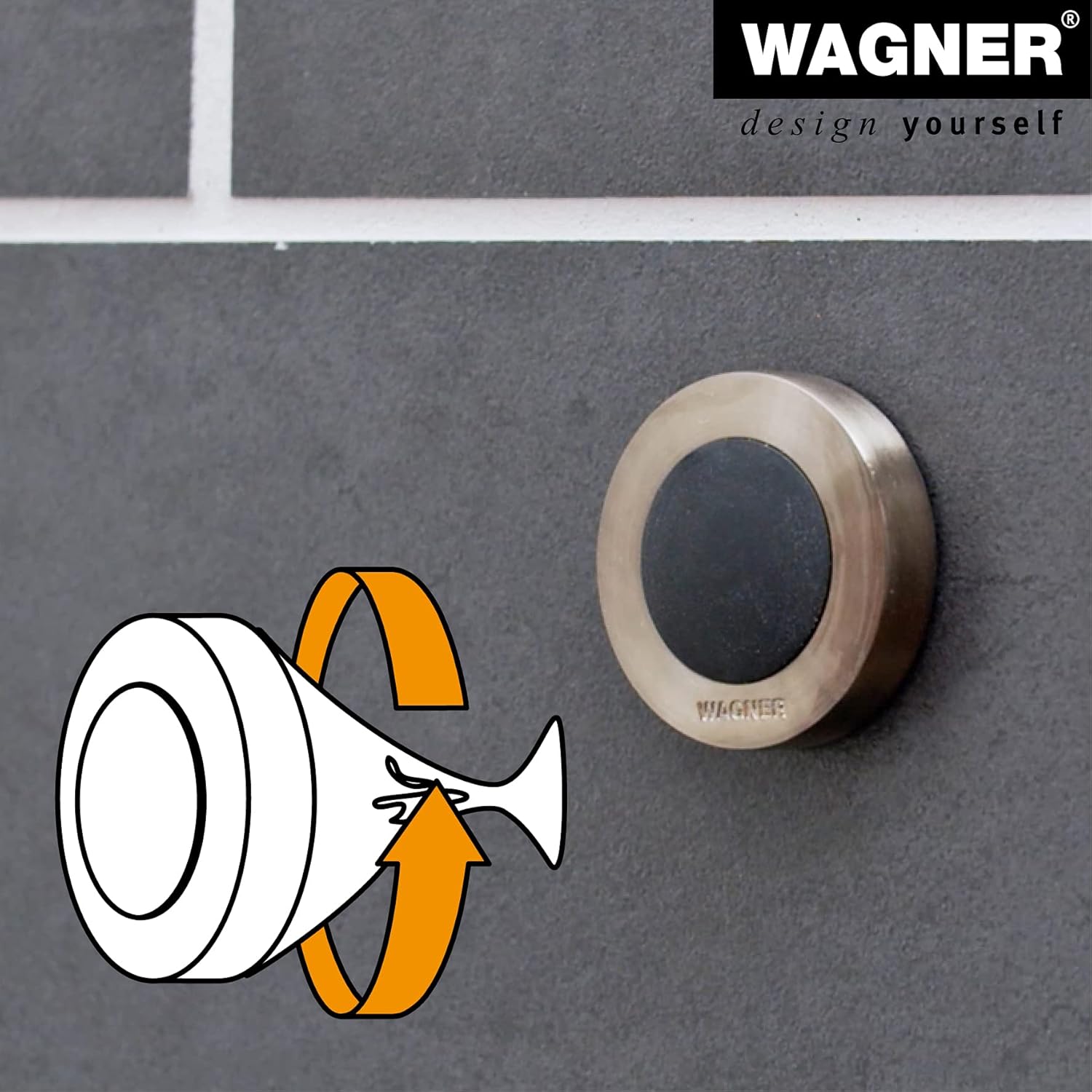 WAGNER Doorstop Screw OR Glue Wall - Ø 38 x 10 mm, Titan Black Stroke Bumper Made of die-cast zinc in Trendy Colour + Soft Black Thermostatic Rubber, to be Screwed or glued on Walls - 15513811