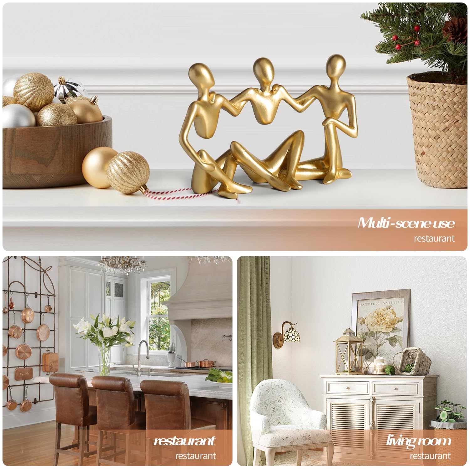 Figuras abstractas, esculturas de resina, manualidades, adornos modernos para decoración del hogar, modelos de pensadores, decoración de gabinete de vino de escritorio (dorado)