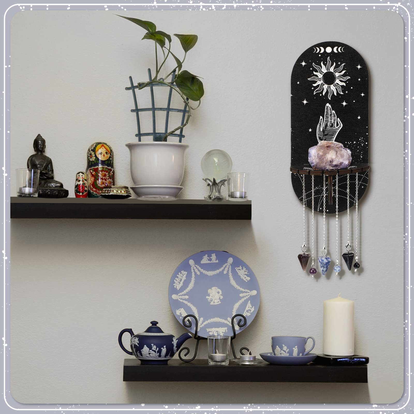 Amazon.com: Qunclay Small Crystal Shelf Black Crystal Display
