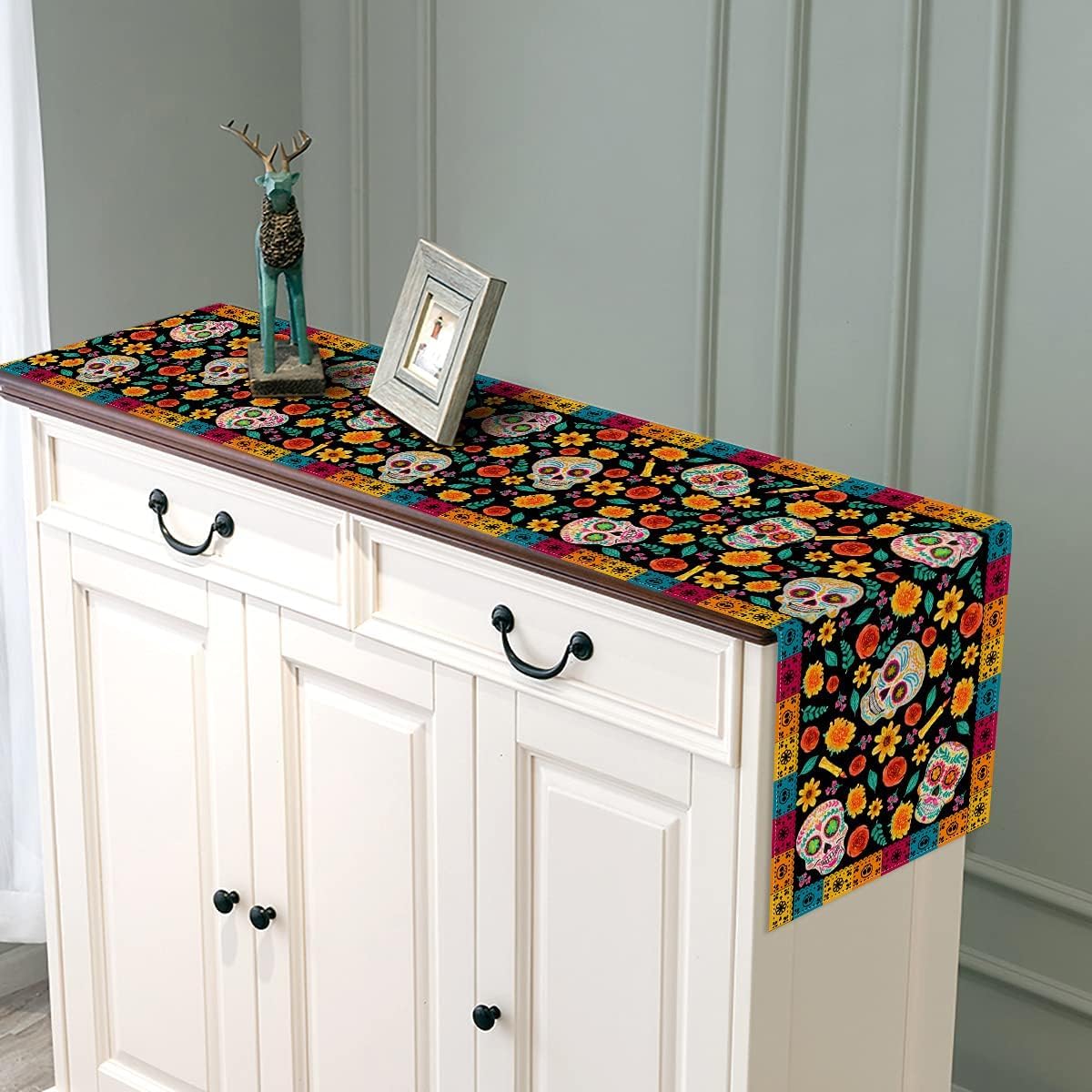 Mexikanischer Talavera Tischläufer, 33x183 Cm, Aus Leinen – Für Fiesta, Küche & Esszimmer