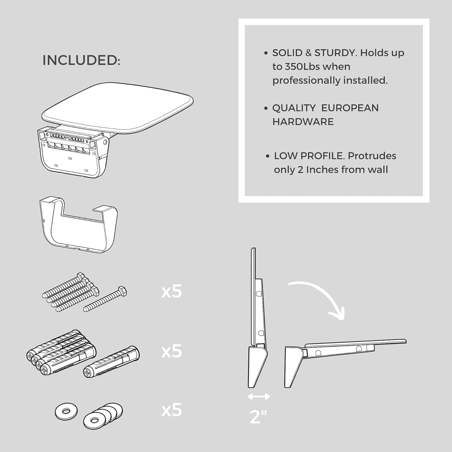 Folding Shower Seat Wall Mounted – Secure Fold Down Shower Bench, 350lbs Capacity, Space-Saving & Easy to Clean, Matte Black