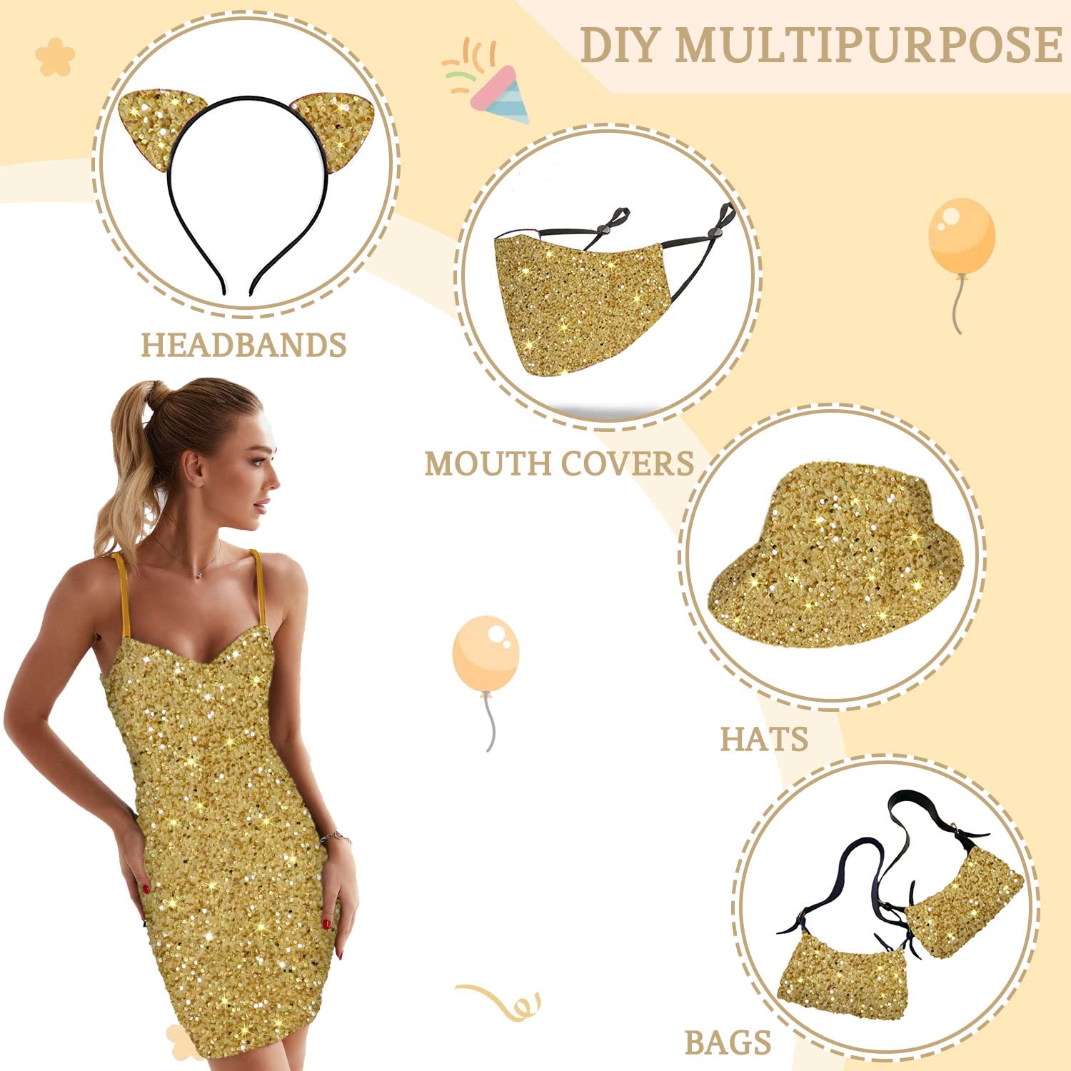 Amazon.com: MODFUNS Gold Fabric by The Yard 4 Yards Shimmer Sequence Fabric  Velvet Paillette Material Decorative Stretch Fabric for Clothing Handmade  Embroidered Sparkling Material for Dress Craft Sewing