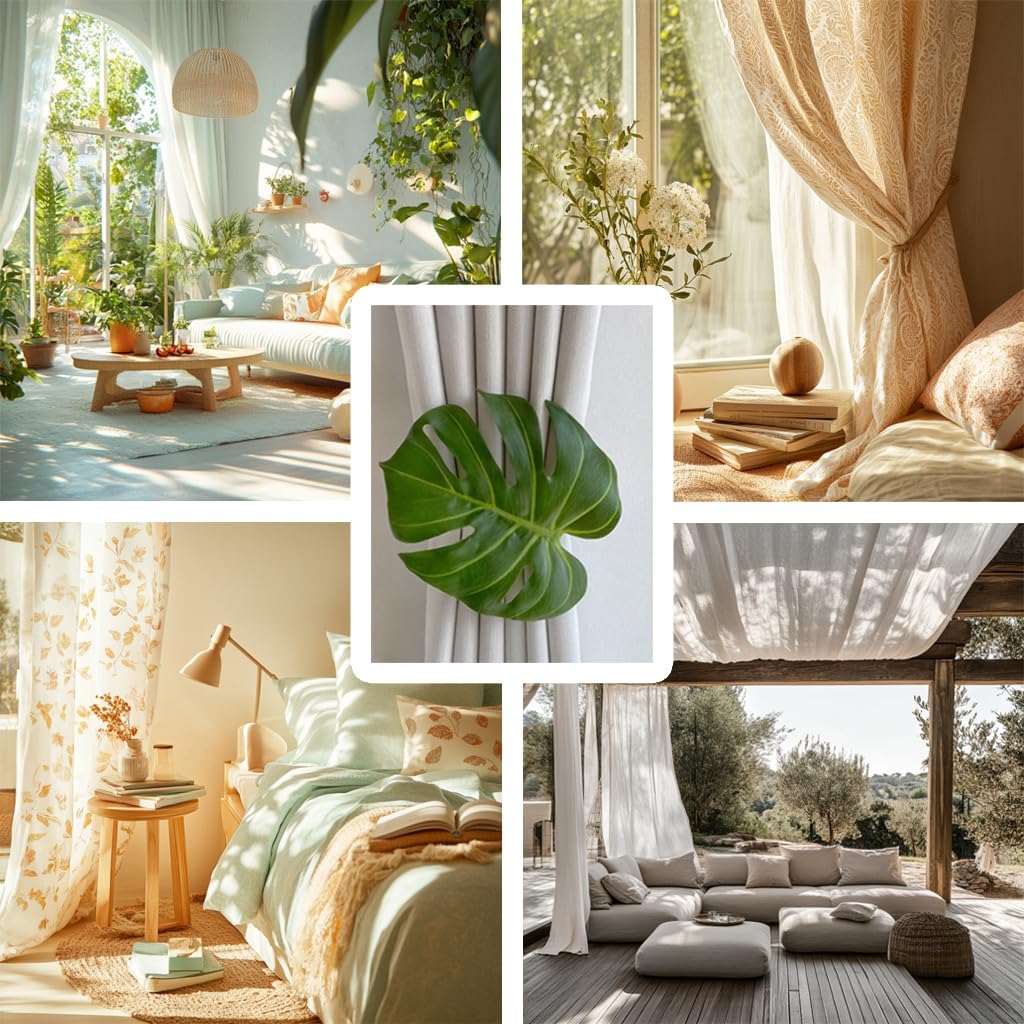 4pcs Leaf Curtain Tiebacks Stylish & Durable Perfect for Home Decor Green/Beige