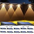 TECKNET Solar Fence Lights Outdoor 12 Pack, Ultra Bright Dual Lens LED, 3 Lighting Modes 3500K 4500K 6500K, IP66 Waterpr