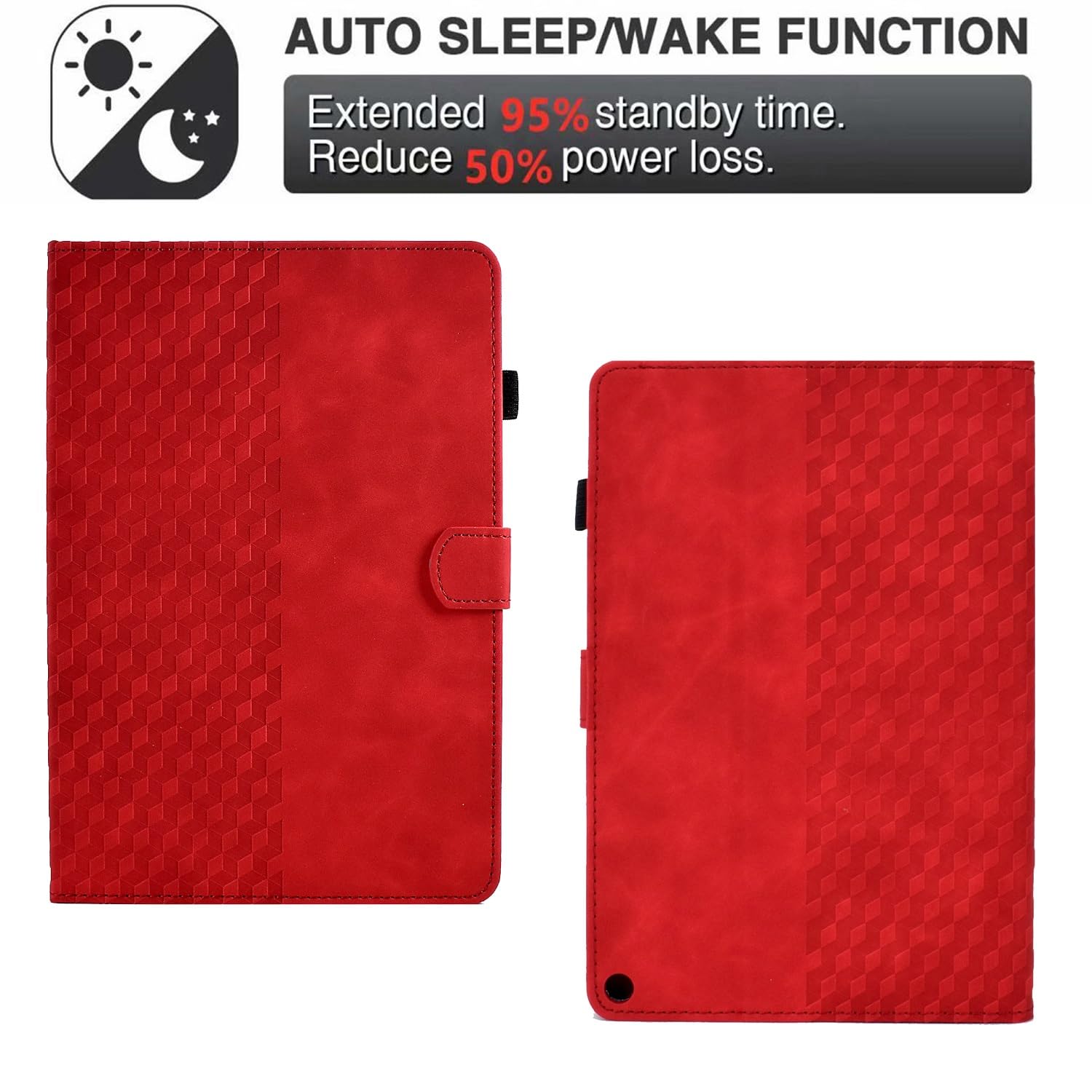 Kompatybilny z etui Fire Max 11 "wydanym w 2023 r., skórzany pokrowiec premium Slim składany stojak Folio ochronny gniazdem na kartę/automatyczne uśpienie(Rosso)