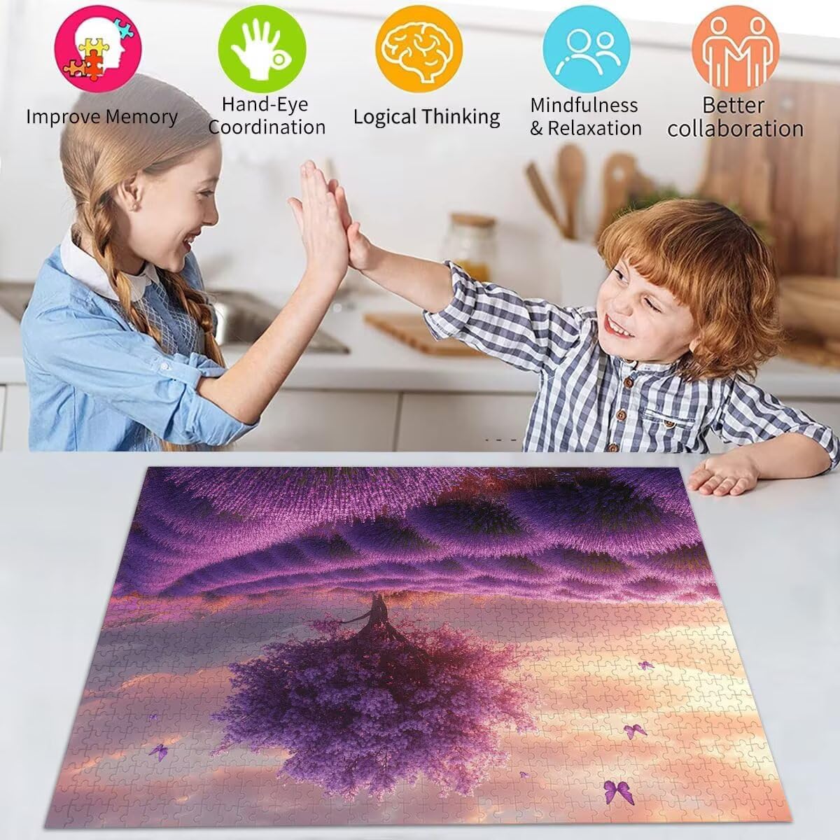 Puzzle Erwachsene 2000 Teile Lavendel Landschaft Educa Jigsaw für Kinder ab 8 Jahren Mädchen Jungen, Erwachsene Impossible Klassische Puzzles Schwer, Anspruchsvoll Spielspaß, Geschenke 70x99cm t-972