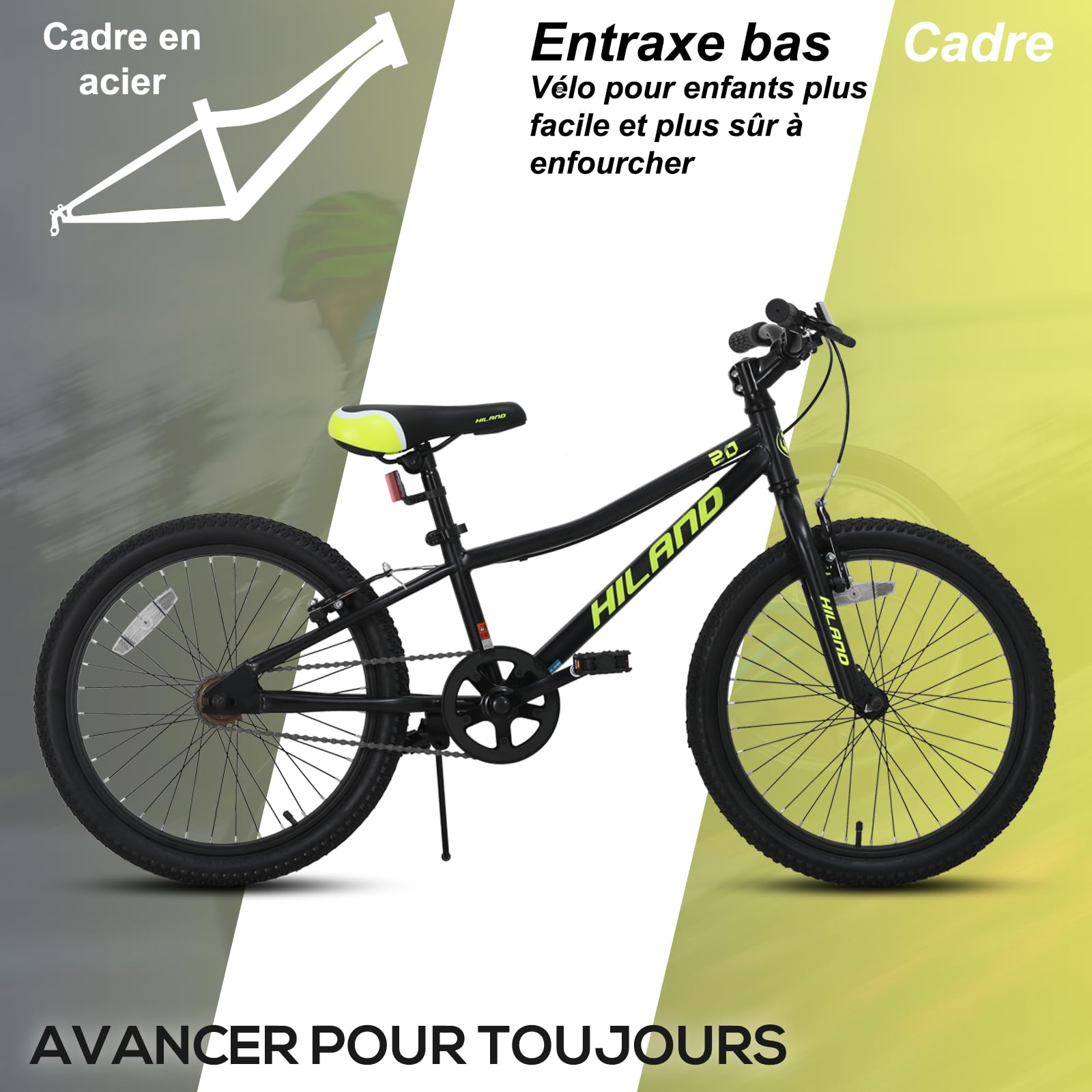 HILAND Climber Vélo VTT Enfant 20 Pouces, pour Garçon et Fille de 6 à 9 Ans, Freins V-Brake, Vélo Enfant