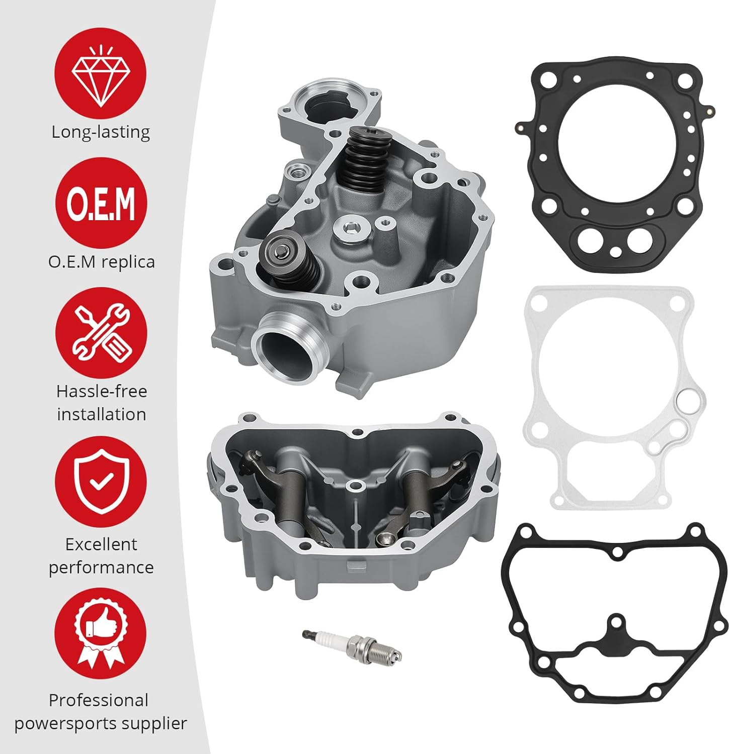 JAVIK Cylinder Head & Cover Valves Top End Gaskets for Honda Rancher 420 2x4 TRX420TE Rancher 420 4X4 TRX420FPA Rancher 420 4X4 TRX420FPE 2009-2024 O.E.M# 12200-HP7-A01 12310-HP5-L10