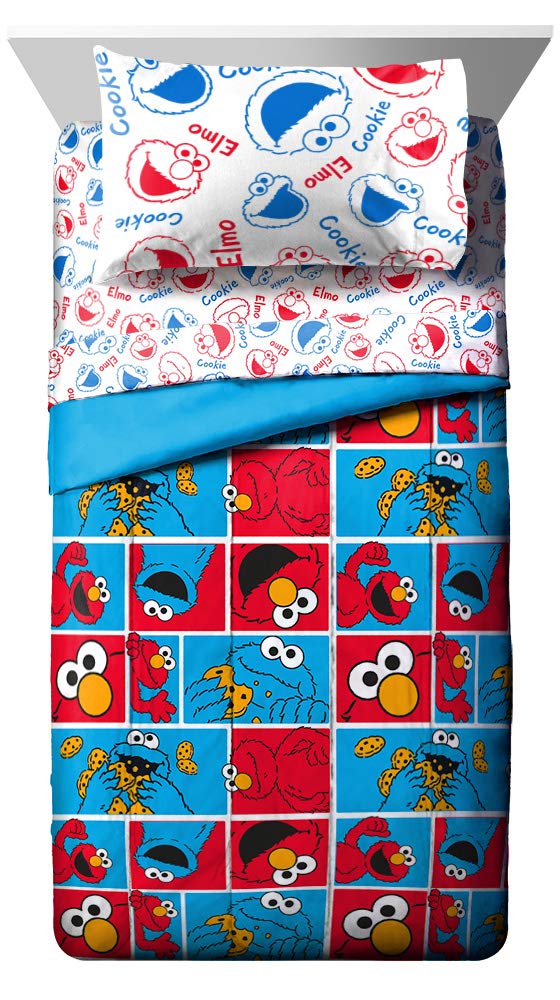 Buy Sesame Street Elmo Cookie Squares 4 Piece Twin Bed Set Includes