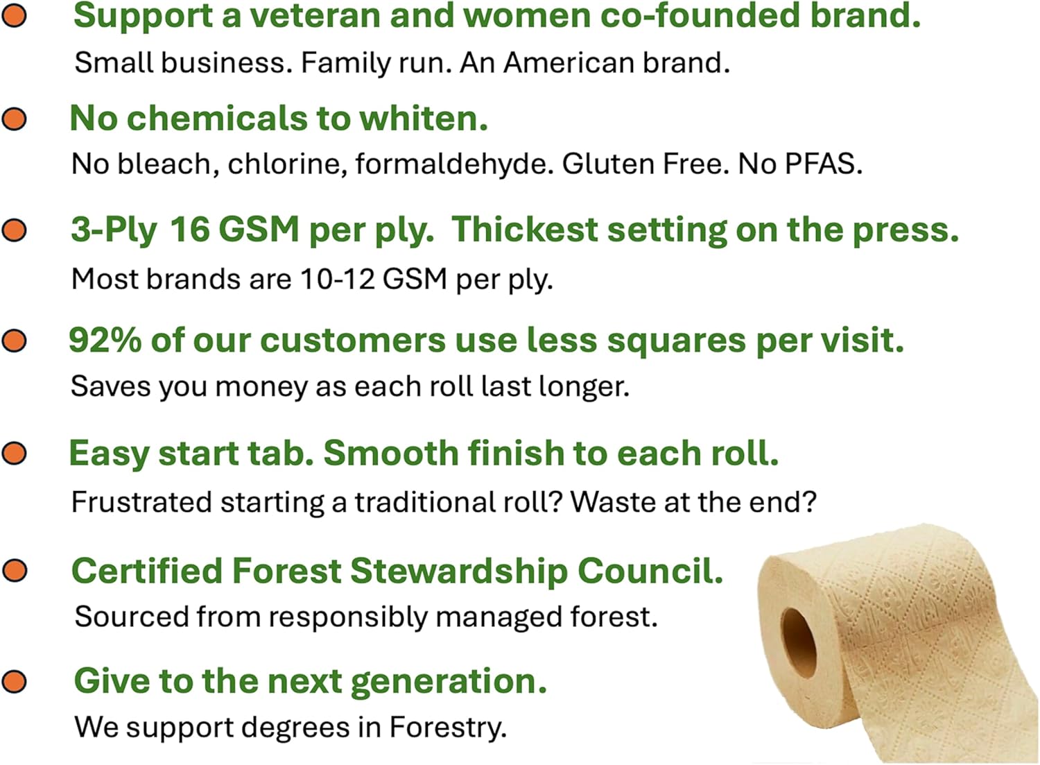 100% Bamboo, thick 3-ply toilet paper, tree-free, unbleached, sustainable, 300 sheets per roll (TP 8 rolls)