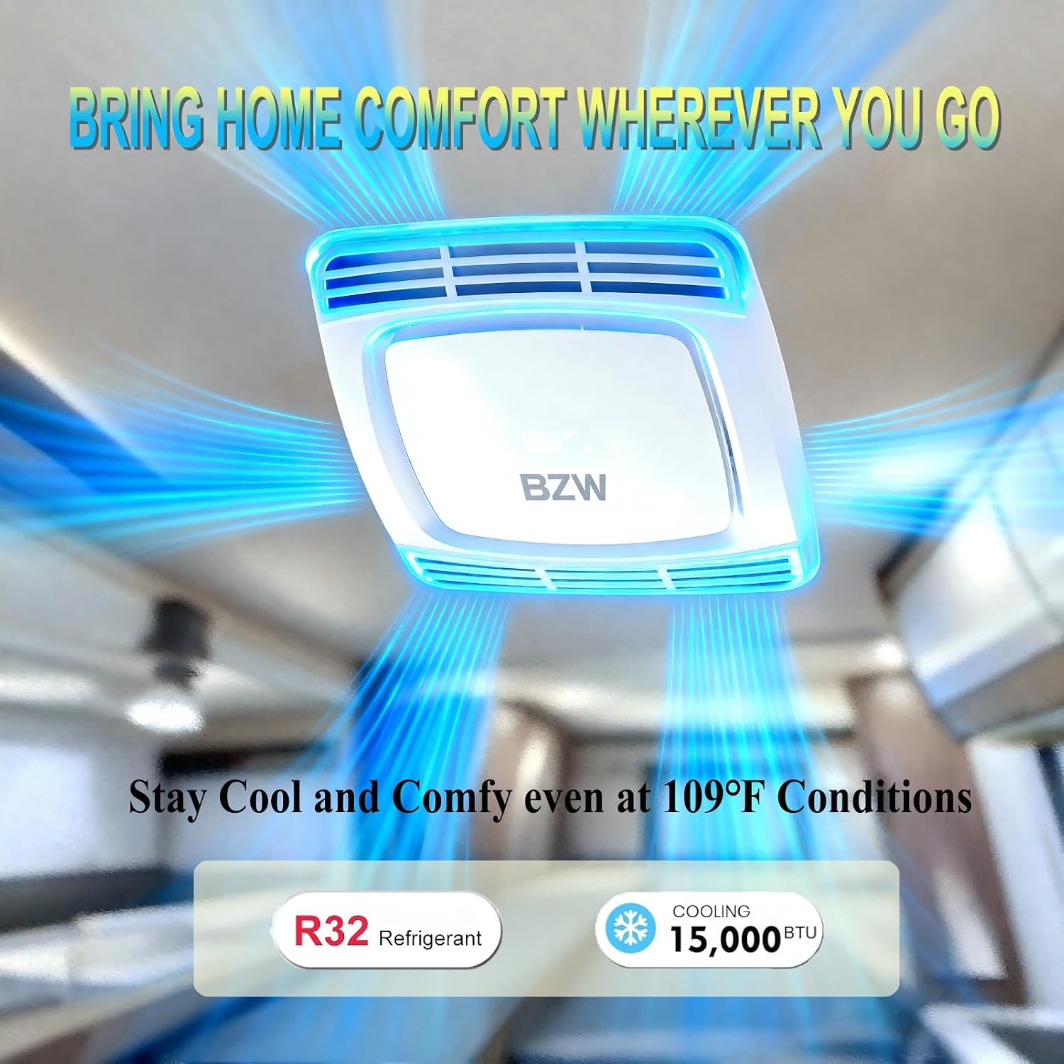 RV-Air-Conditioner with 15000 BTU,RV-AC Unit Cooling Only,RV Air Conditioners Non-Ducted Installation with WiFi & Remote Control,Quiet All-in-One Unit and Easy Install RV AC with 110V（White)