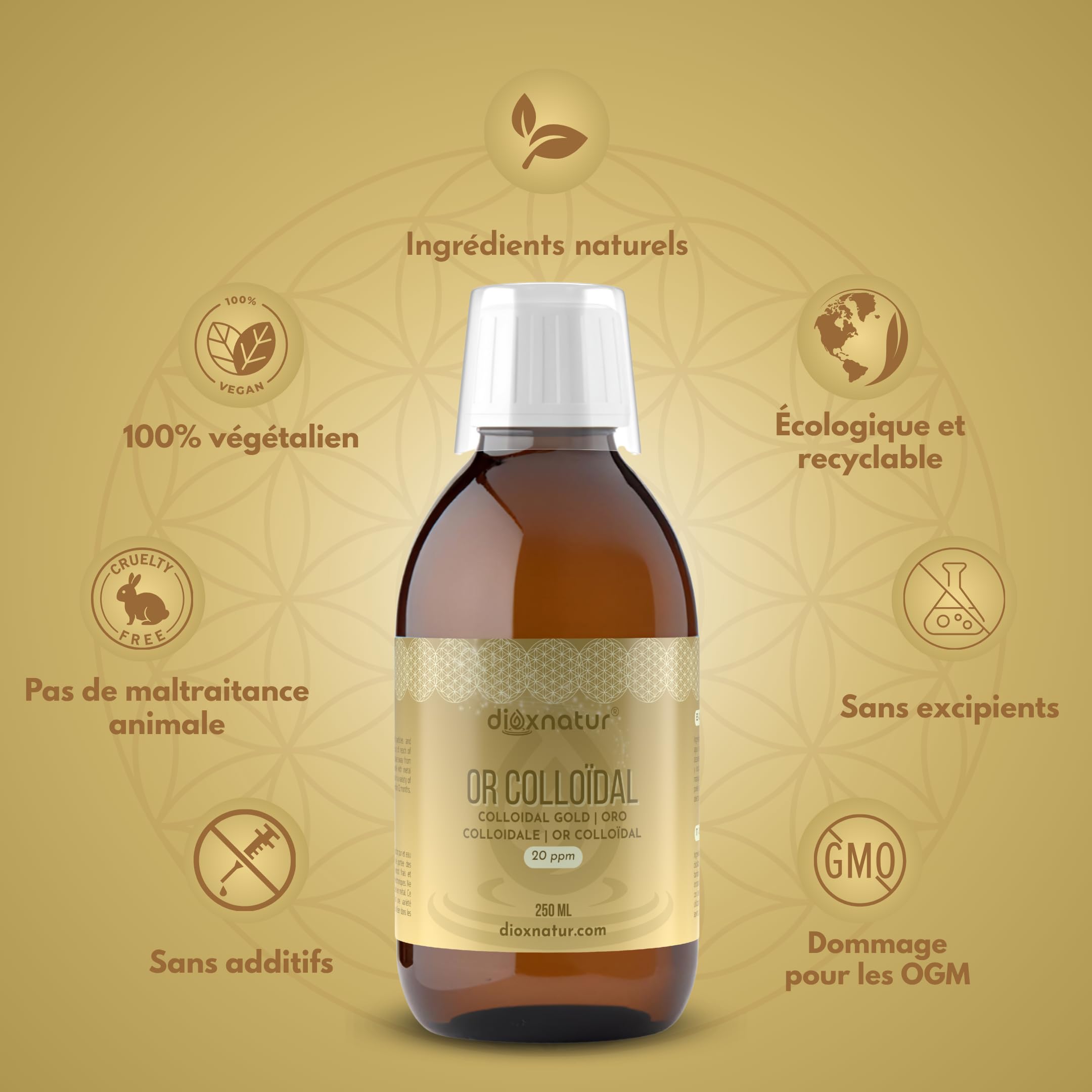 Or colloïdal 20 ppm 250 ml Étiquette FR