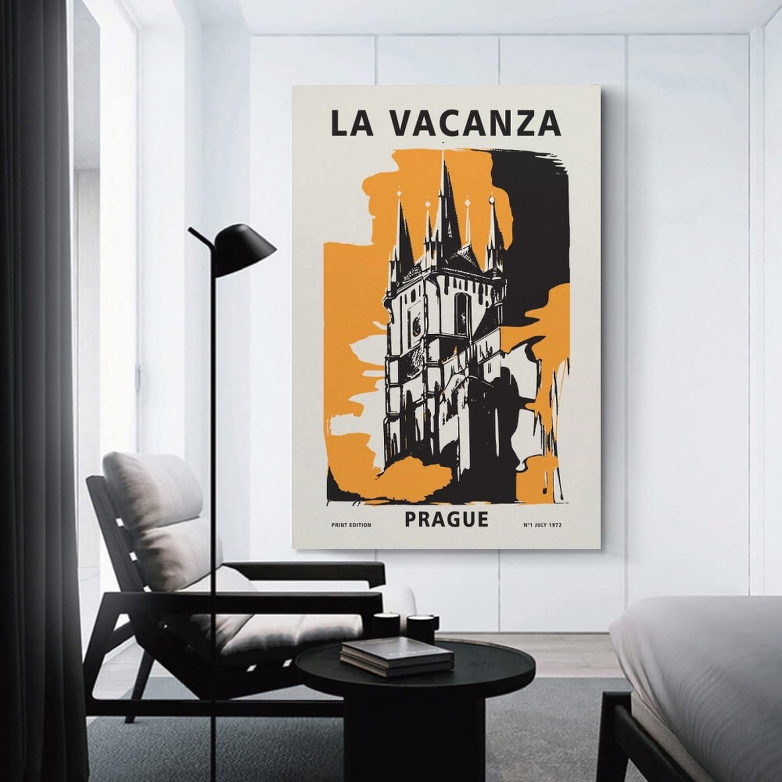 Junmoney La Vacanza Prague Travel Decorative Wall Artwork 20x30inch(50x75cm), for Front Hall, Corridor Or Welcome Spaces, Decorative Wall Art for Narrow Spaces